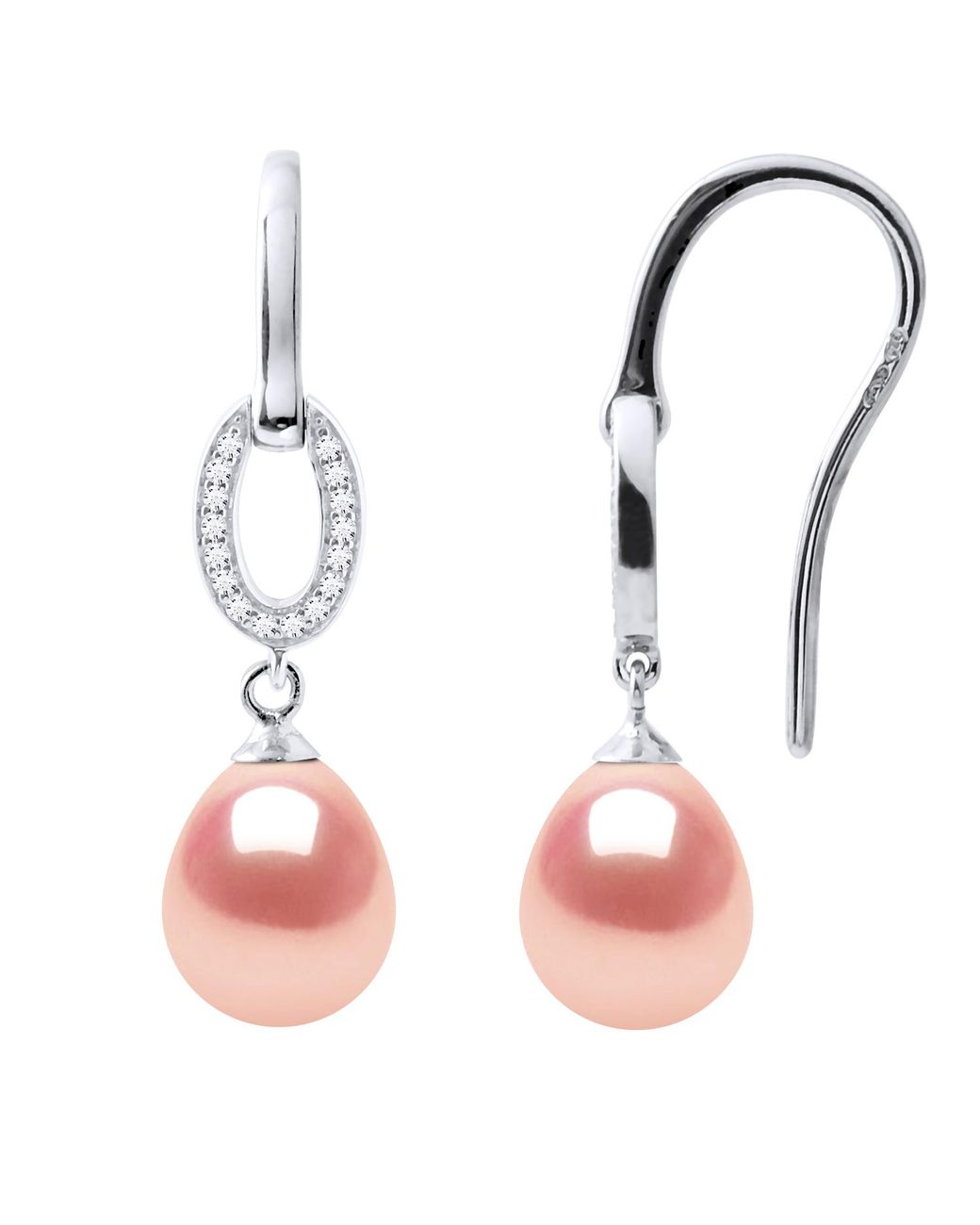 Diadema Pink Earrings Hooks Freshwater Pearls 8-9Mm Pears Roses Jewelry 925