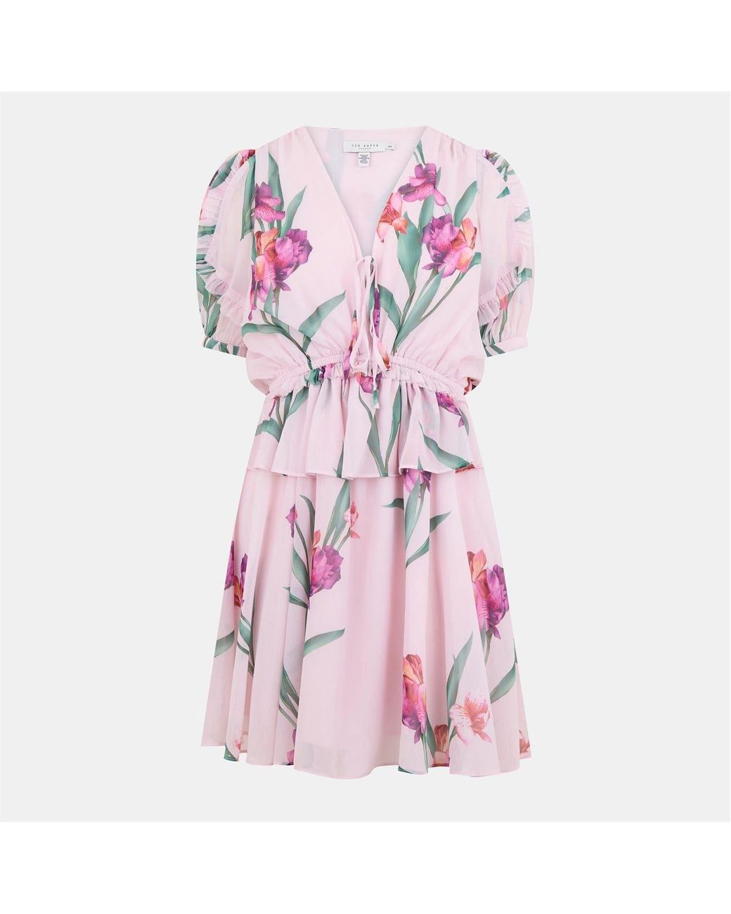 Ted Baker Pink Woven V-Neck Mini A-Line Dress