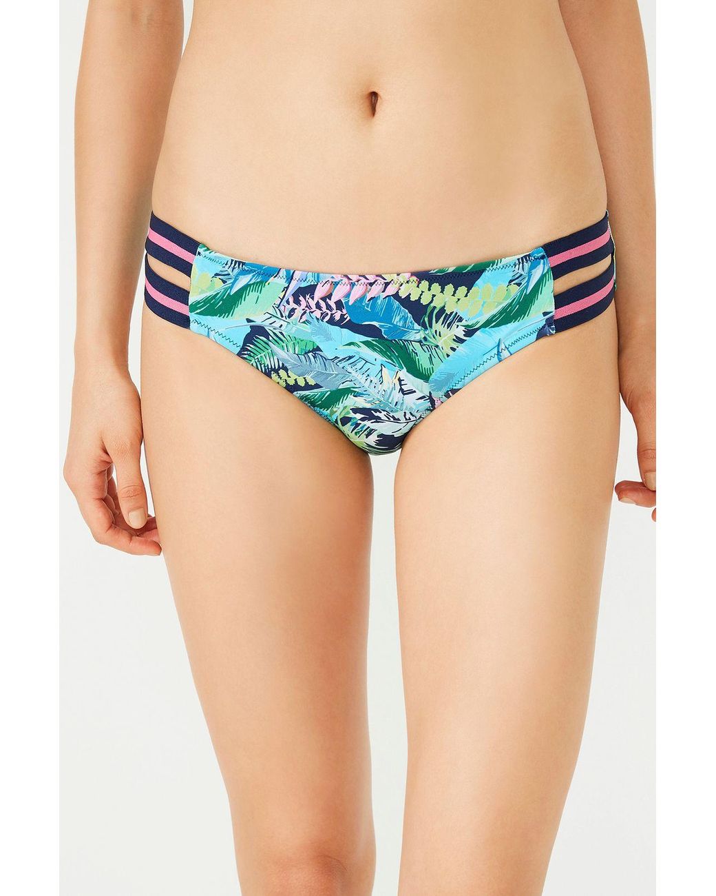 Penti Blue Mid-Waist Tropical Hipster Bikini Bottoms