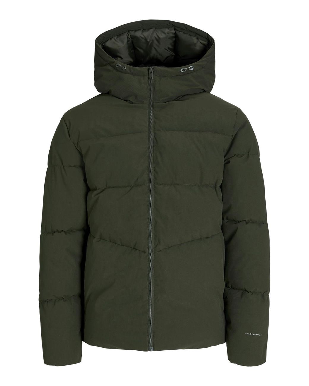 Jack & Jones Green Puffer Jacket Full Zip Long Sleeve Windproof for men