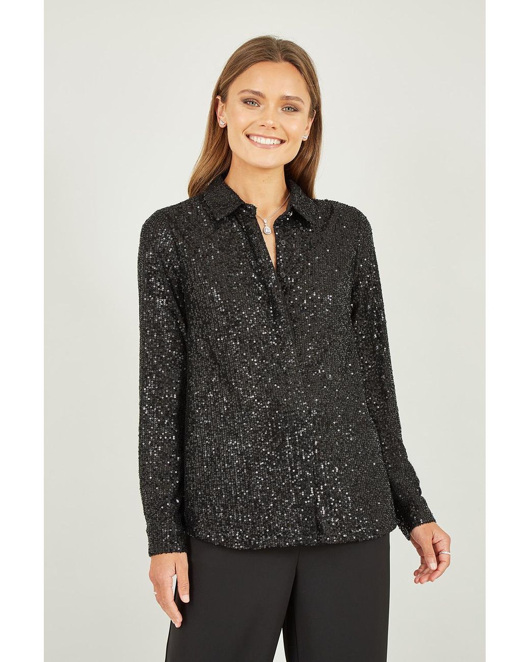 Yumi' Gray Sequin Shirt