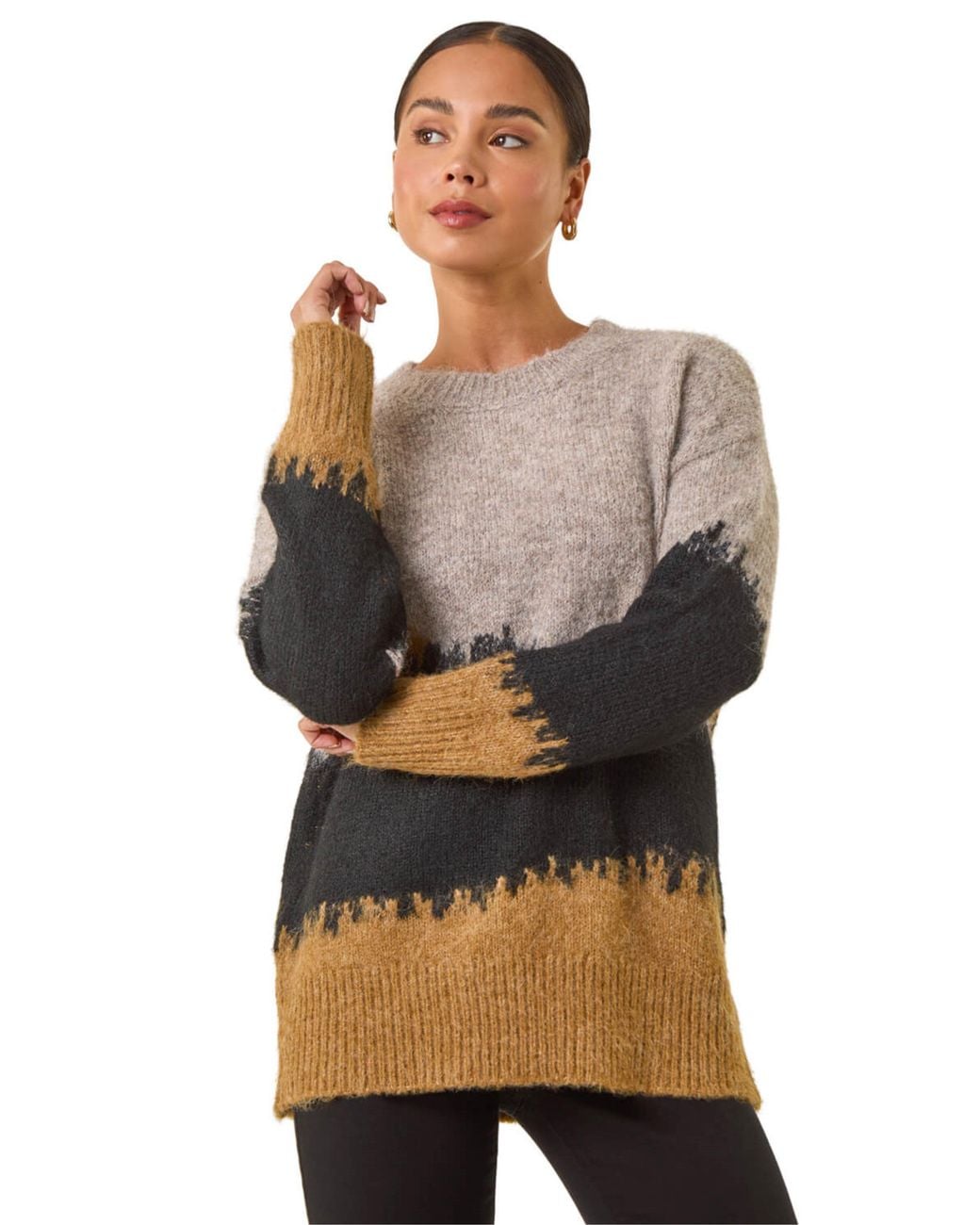 Roman Multicolor Petite Abstract Knit Jumper