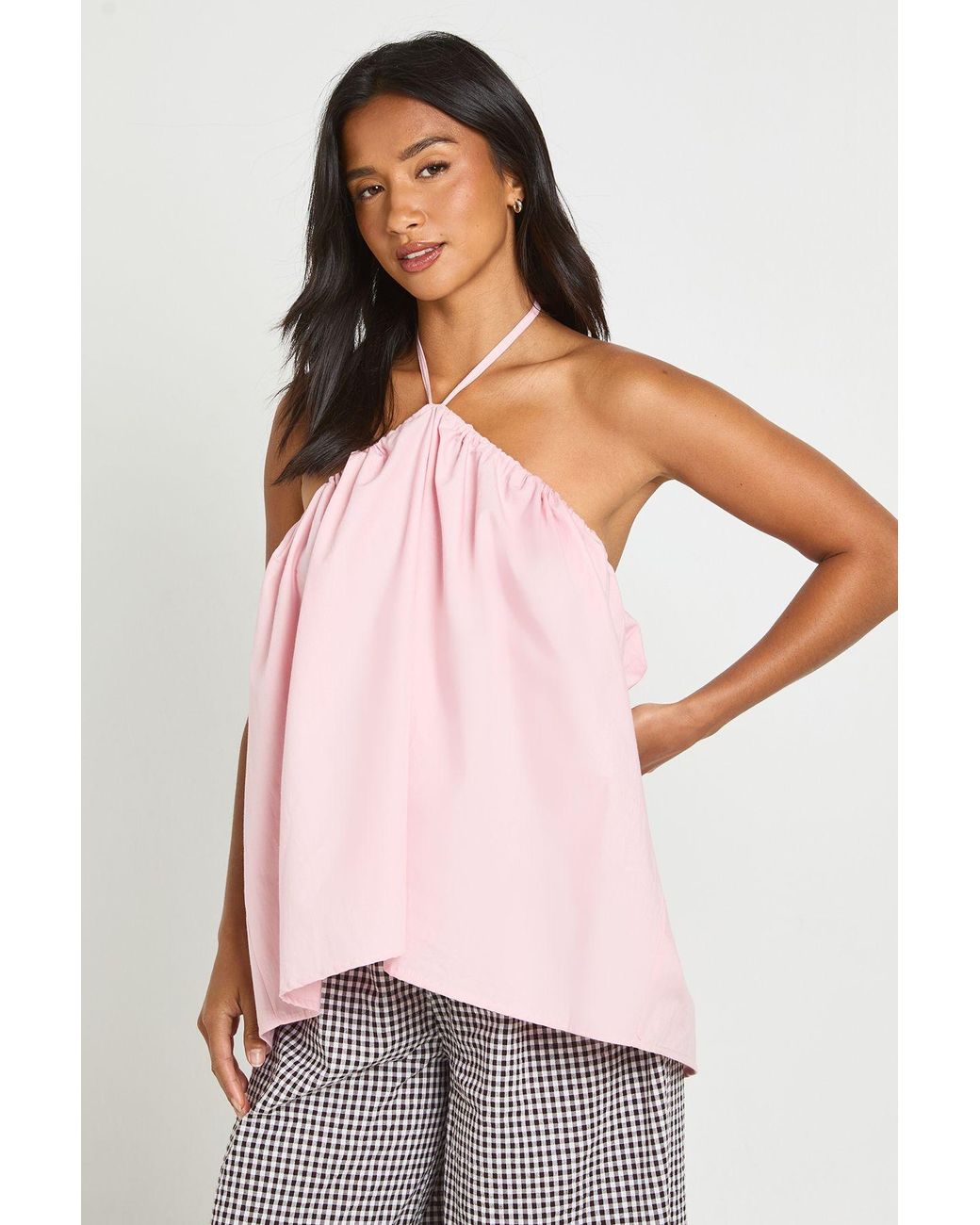 Boohoo Pink Petite Bandeau Smock Top