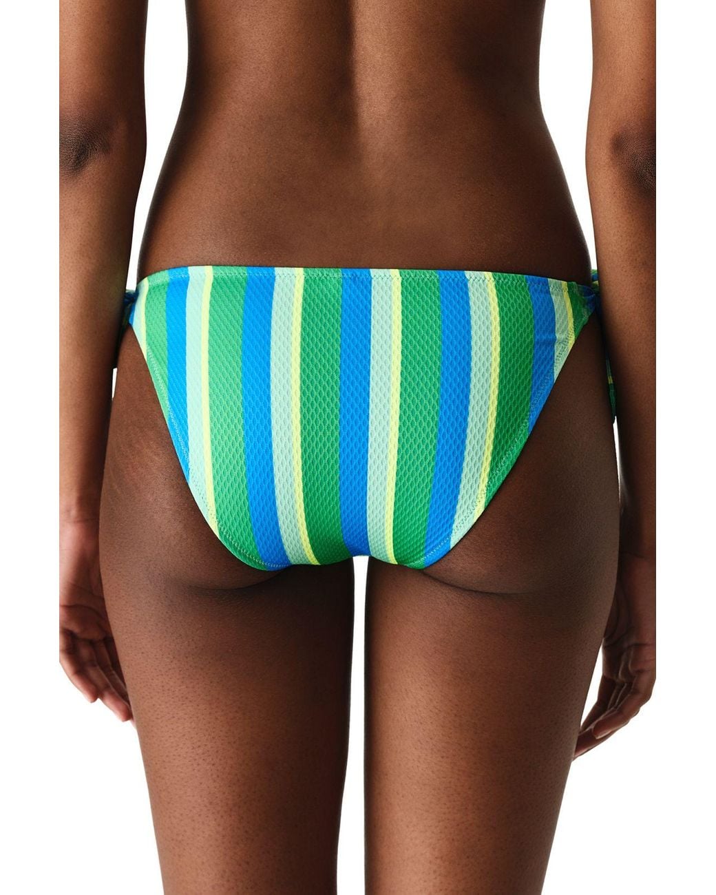 Penti Blue Davina Striped Textured Low Waist Bikini Bottom