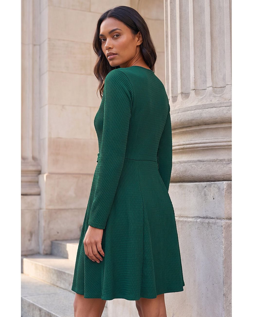Roman Green Trim Detail Dress