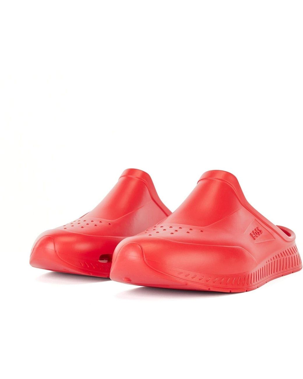 Boss Red Rubber Slip On Closed Toe Slides for men