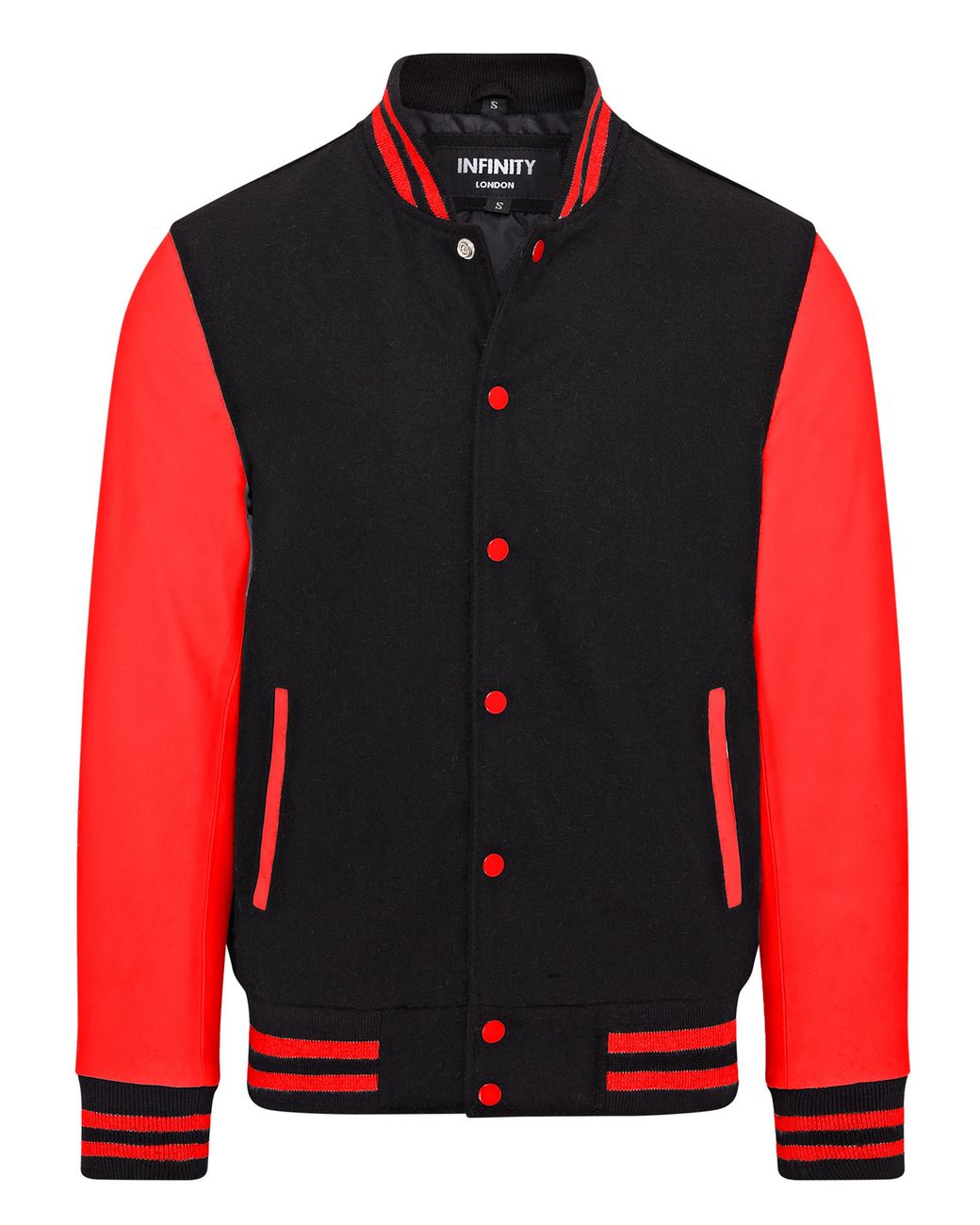 Infinity Leather Red Letterman Baseball Wool Varsity Bomber Jacket for men