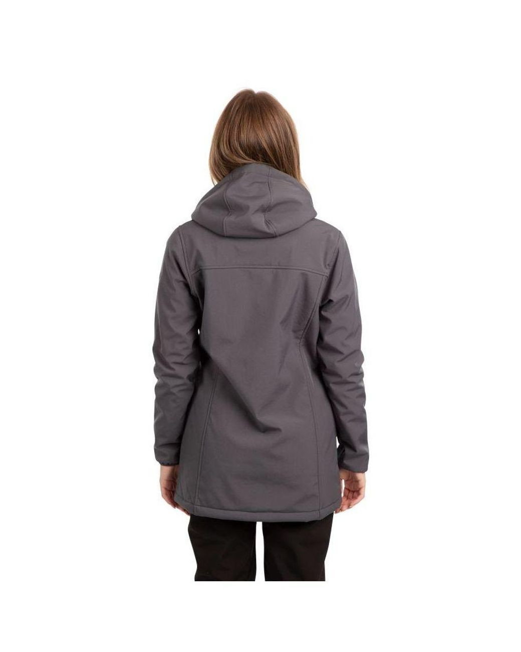 Trespass Gray Ladies Kristen Longer Length Hooded Waterproof Jacket (Carbon)