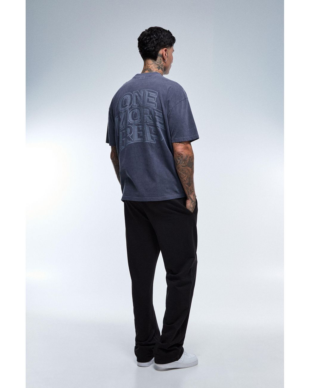 BoohooMAN Blue Tall One More Rep Washed Oversized T-Shirt for men