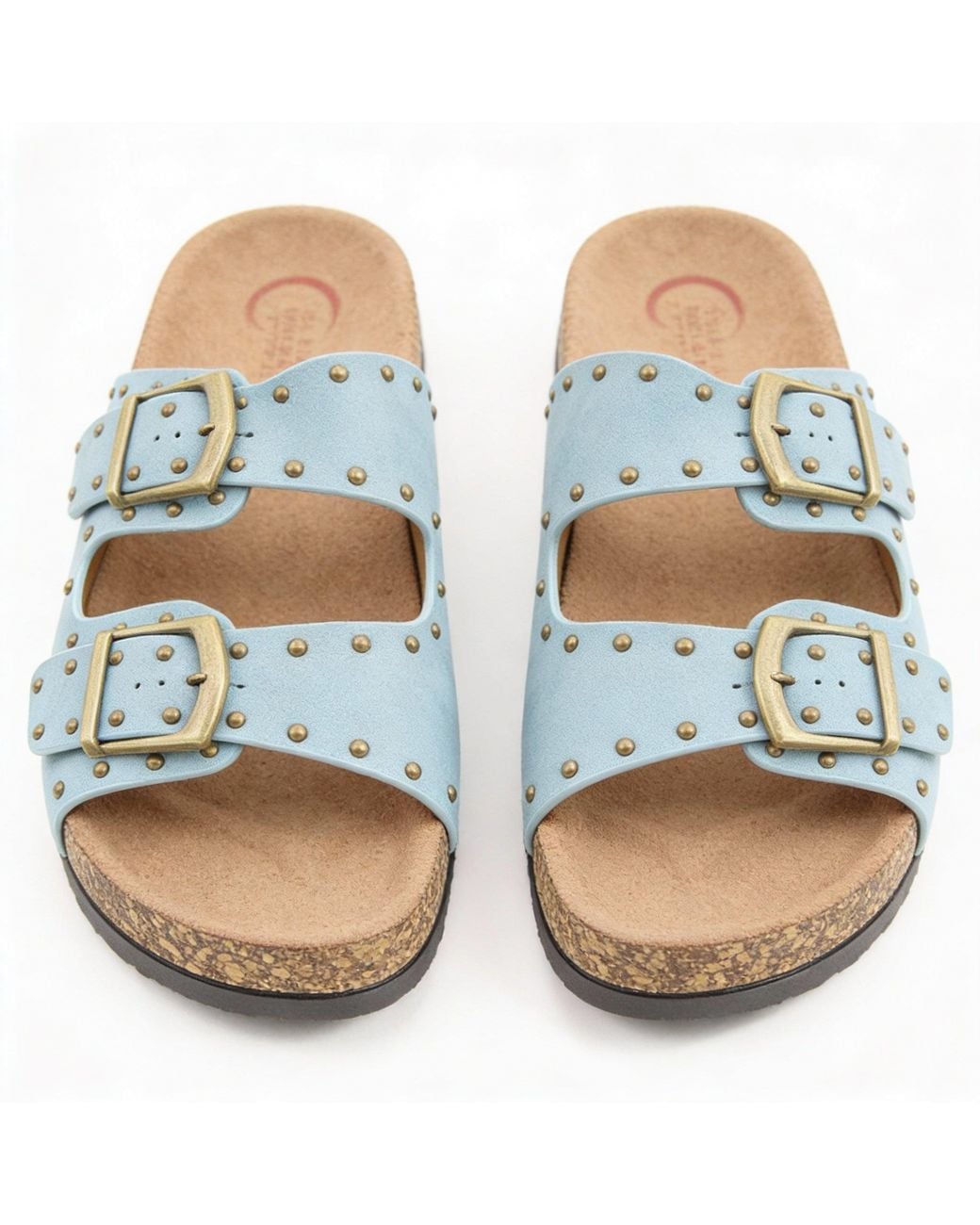 Heavenly Feet Blue Polly Mules Sandals Textile