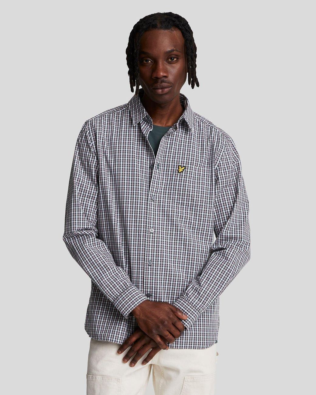 Lyle & Scott Gray Checked Gingham Shirt for men