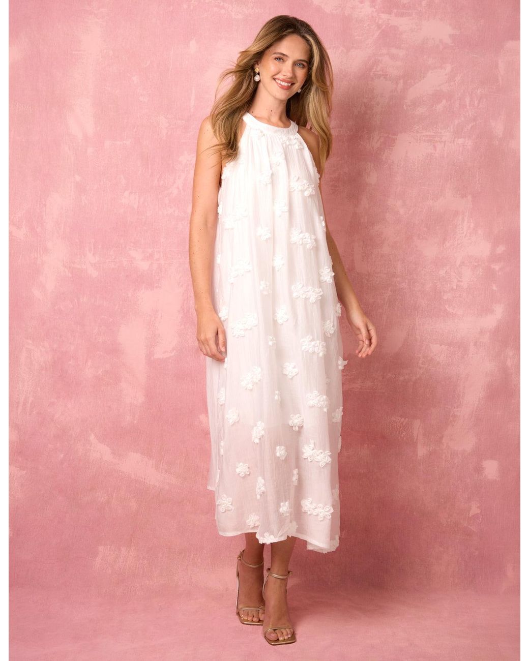Blue Vanilla Pink 3D Floral Dress