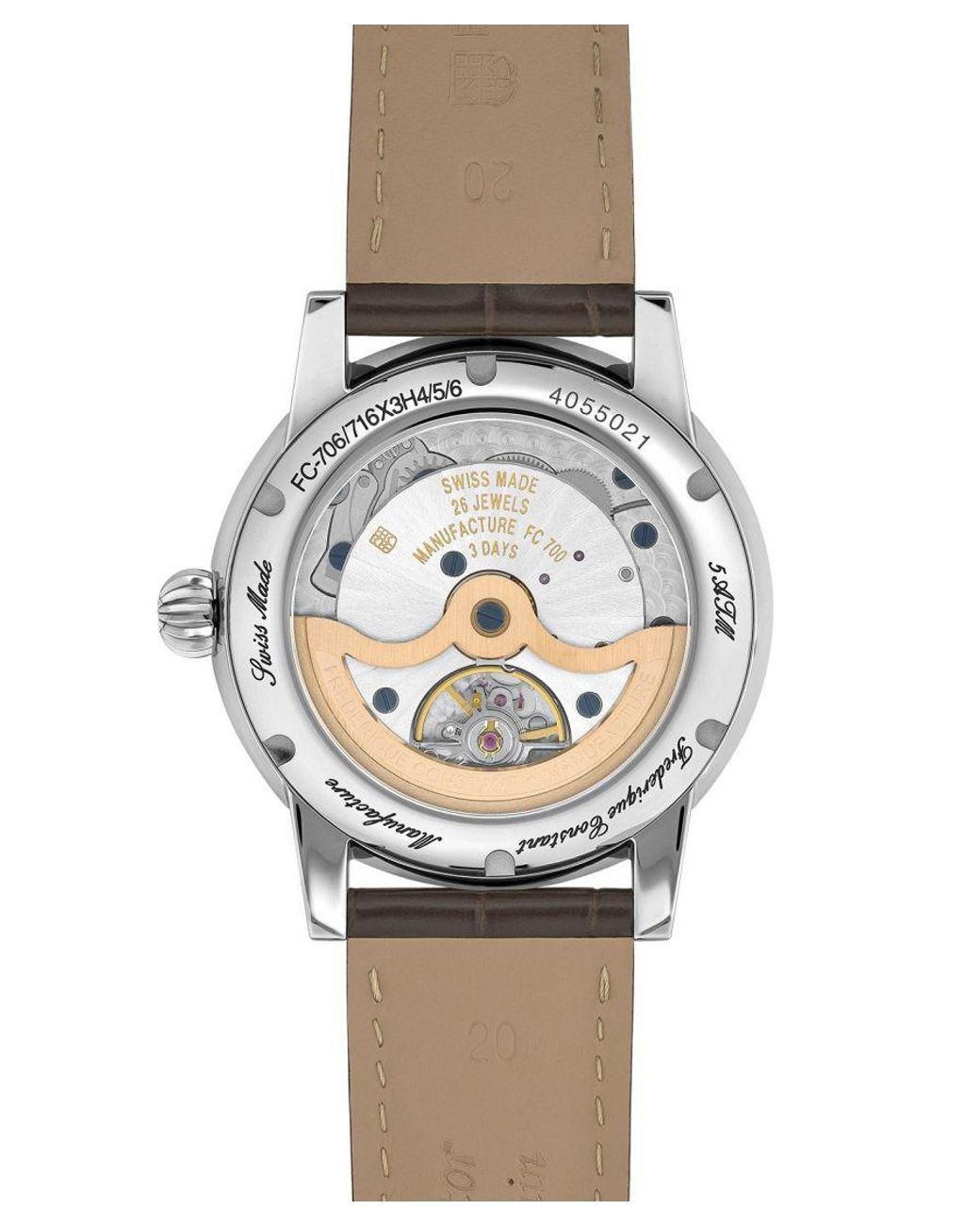 Frederique Constant Gray Frédérique Manufacture Classic Date Watch Fc-706Sal3H6 Leather for men