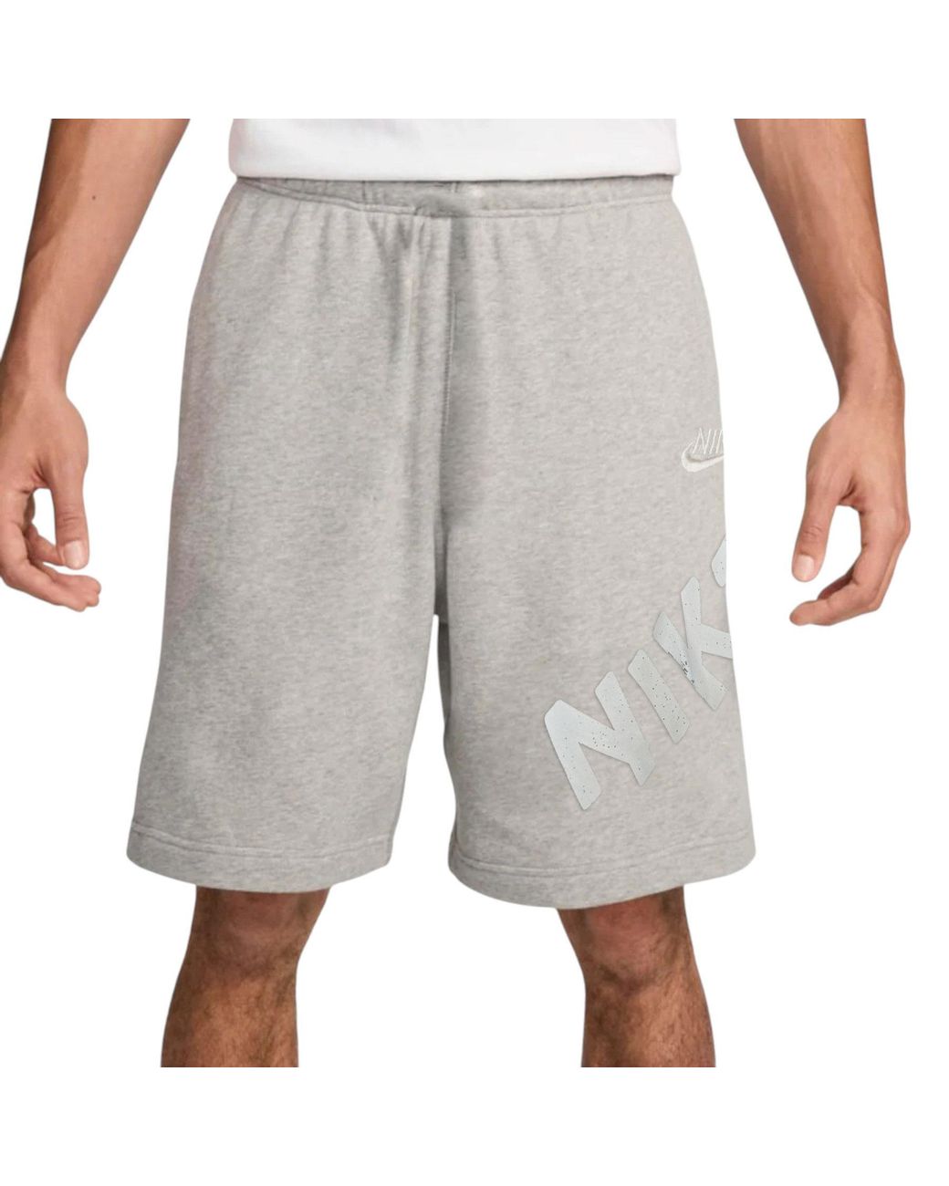 Nike Gray Shorts Club French Terry Cotton Gym Relaxed Fit Summer Bermuda for men