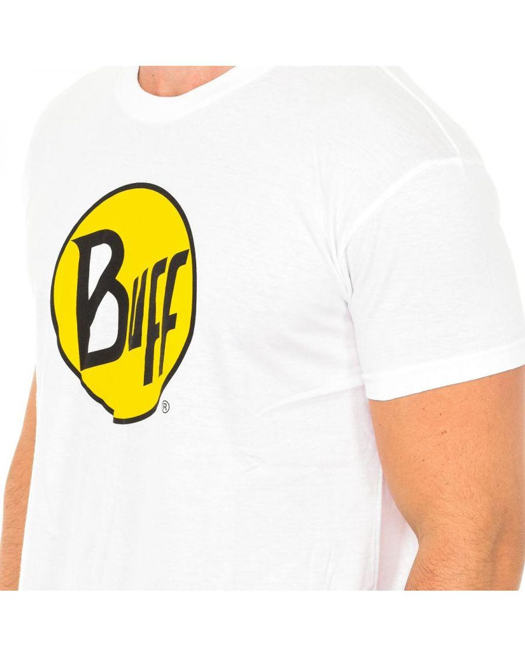 Buff White Short Sleeve T-Shirt For Outdoor Sports Bf10100 for men
