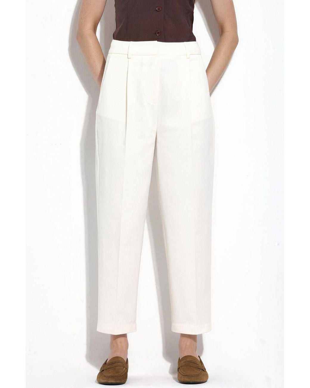 Hiccup White High-Waist Cigarette Pants