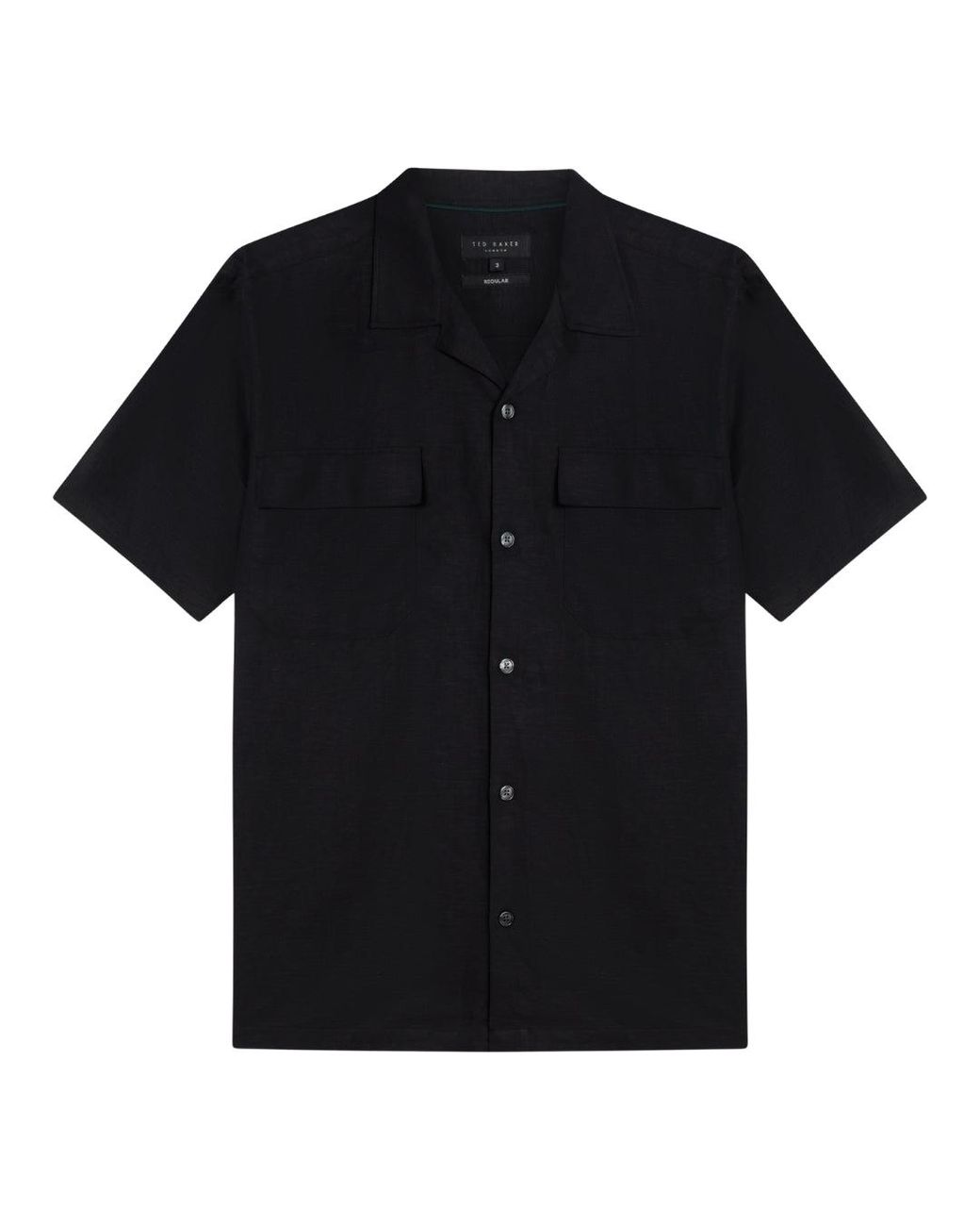Ted Baker Black Whether Regular Fit Double Pocket Shirt Linen for men