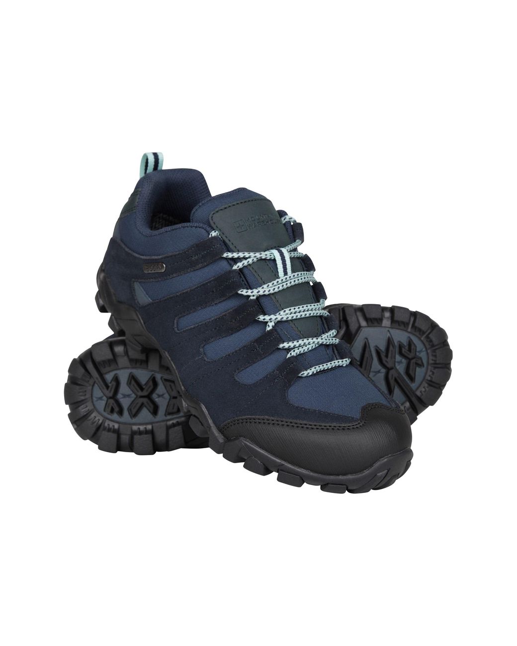 Mountain Warehouse Blue 'Belfour' Walking Shoes With Rubber Outsole Everyday Hiking Sneakers Leather