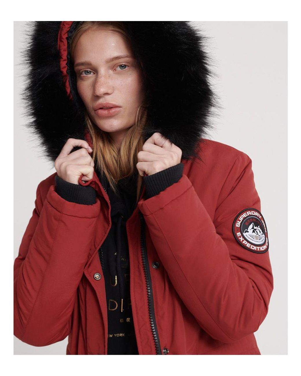 Superdry Ashley Everest Parka Jacket Nylon in Red | Lyst UK