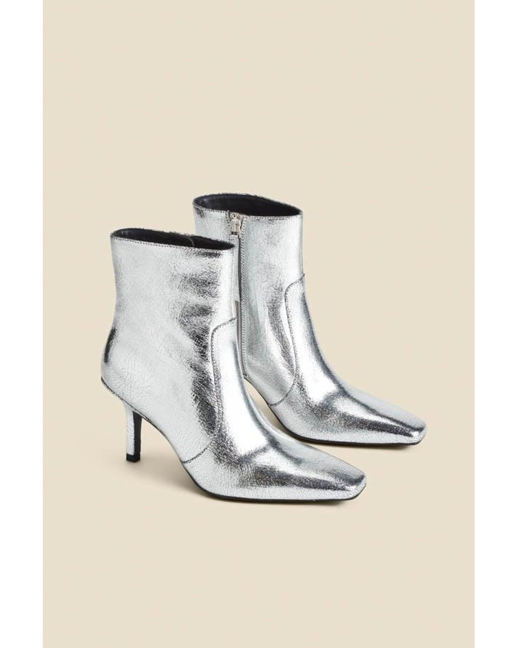 Sosandar Natural Leather Square Toe Ankle Boot