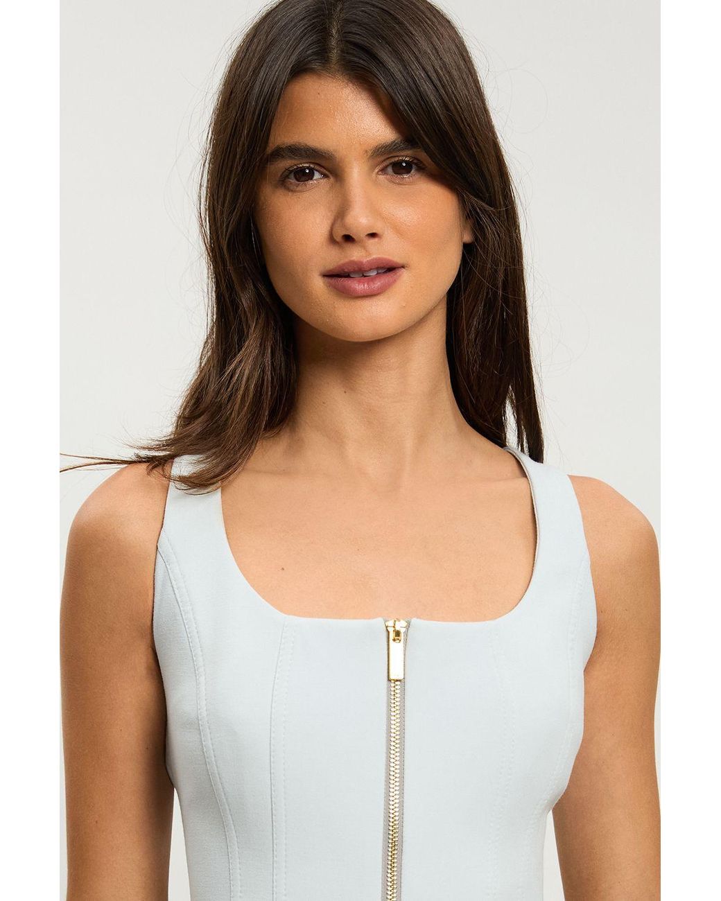 Karen Millen Gray Petite Compact Stretch Peplum Wide Leg Jumpsuit