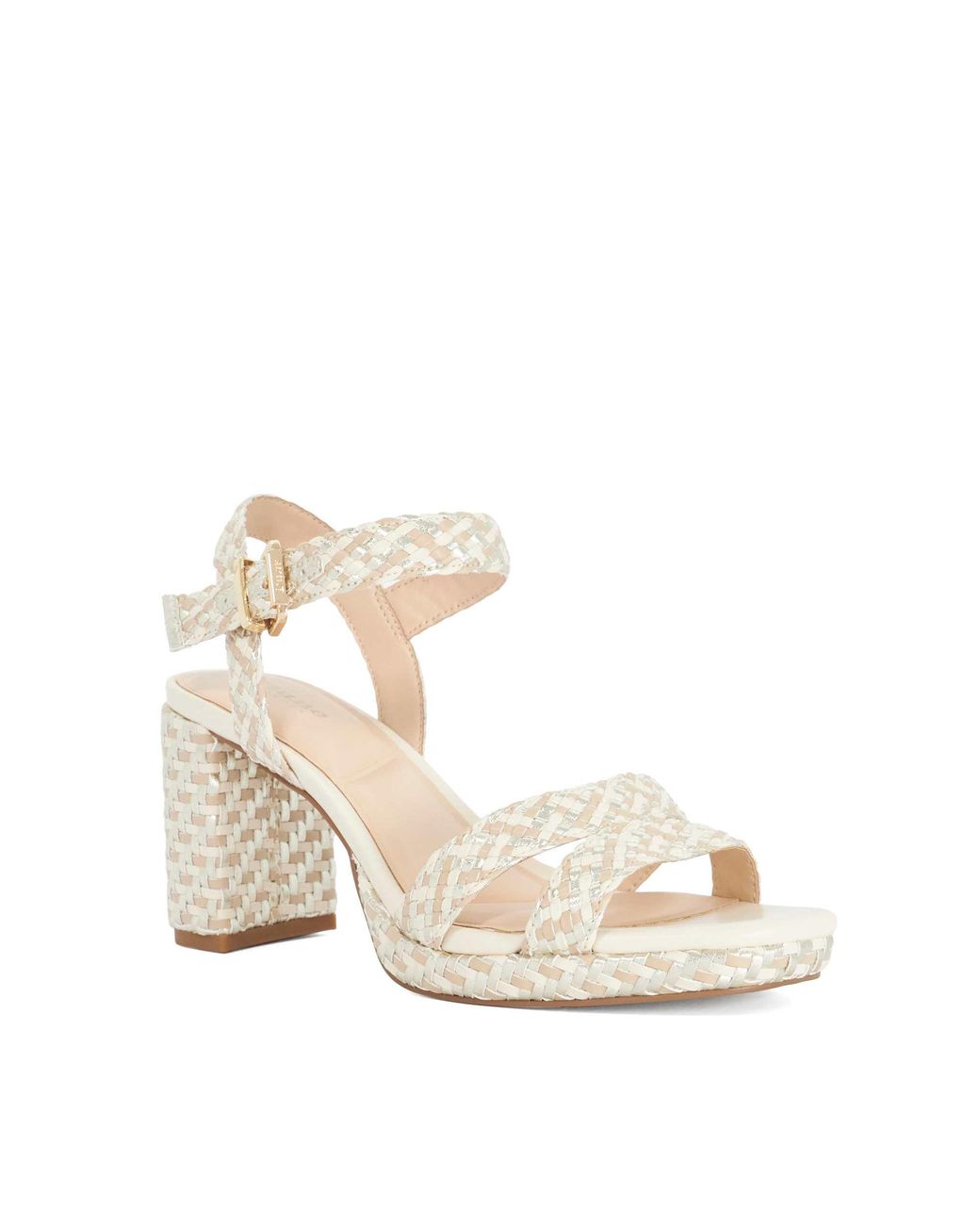 Dune Natural Manifesting Block Heel Sandals