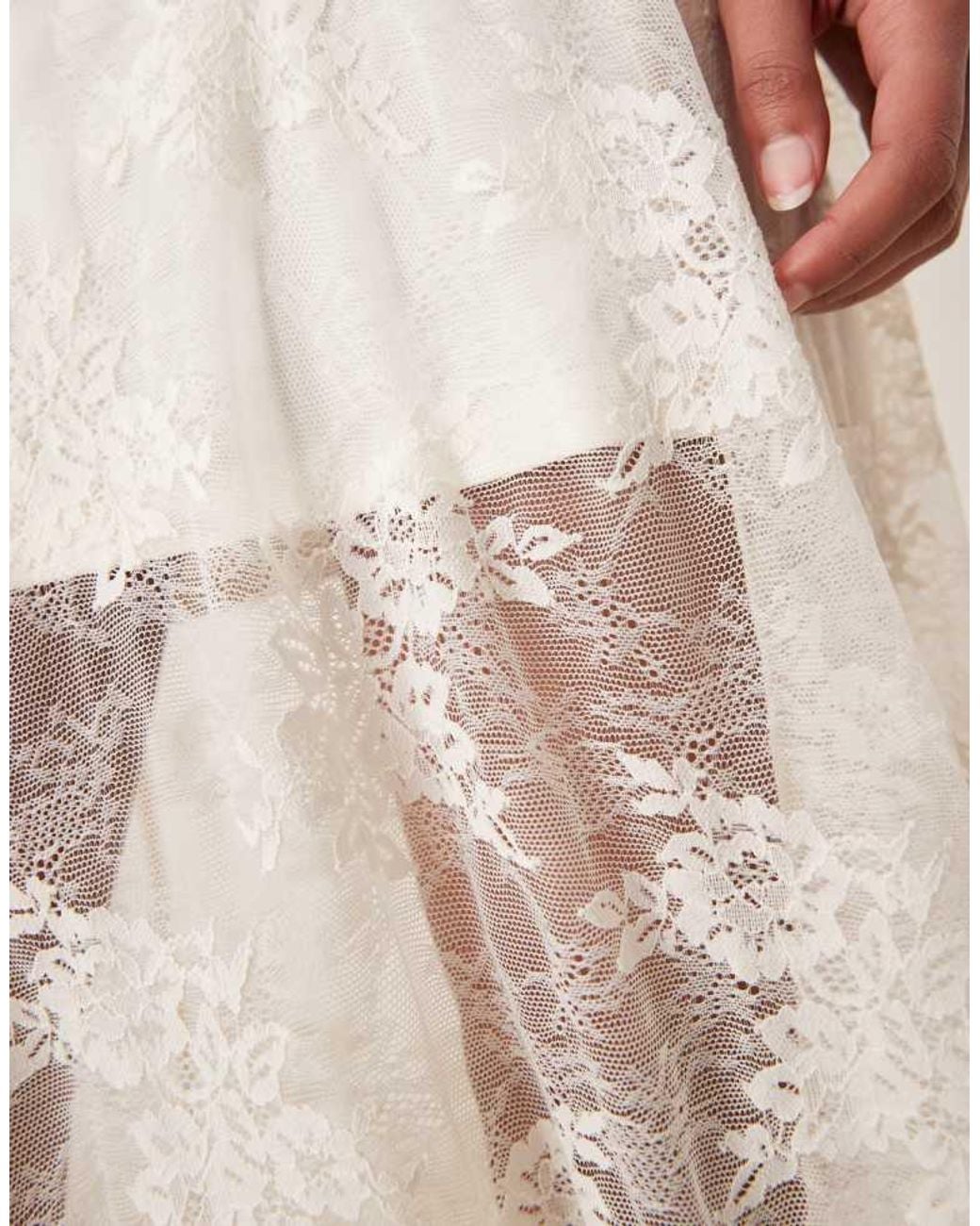 Abercrombie & Fitch Natural Lace Detail Flowy Maxi Skirt