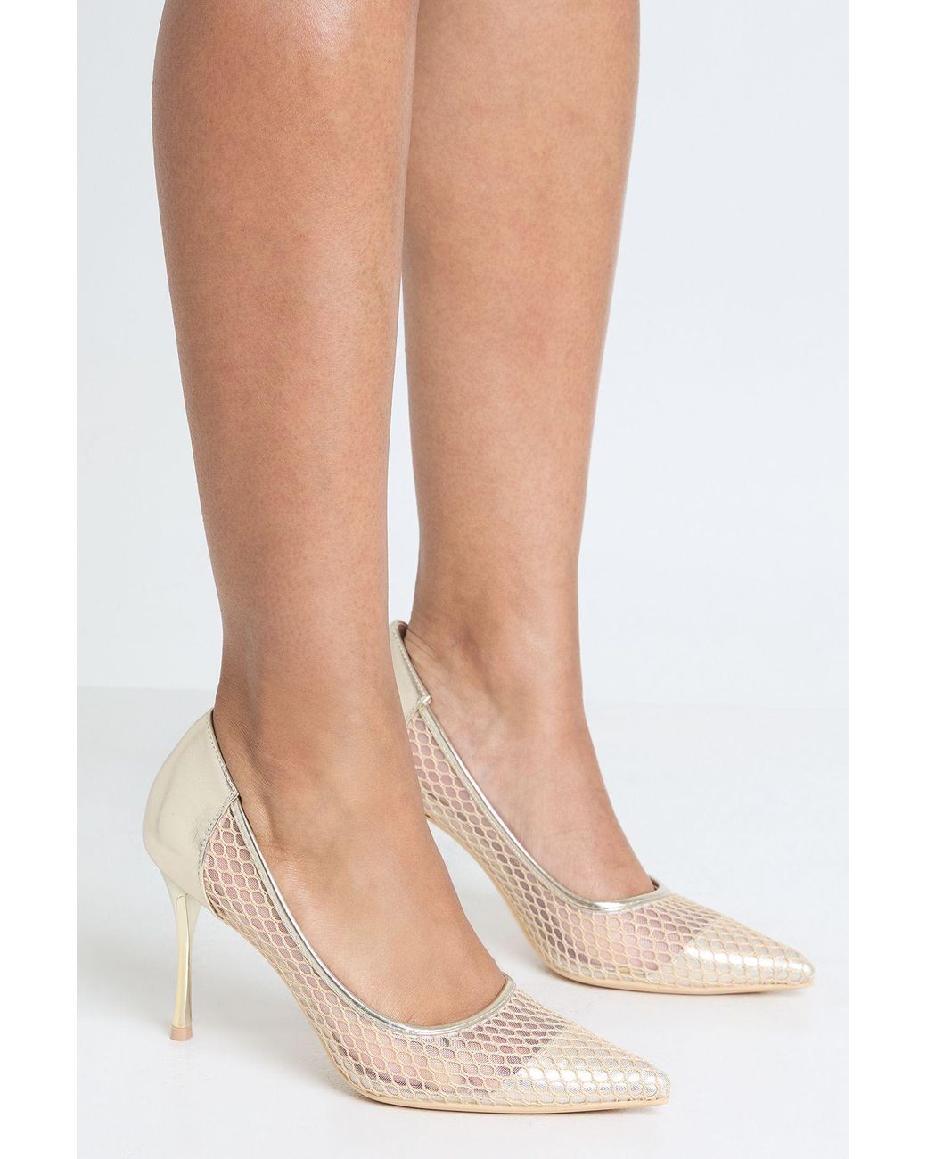 Boohoo Metallic Mesh Stiletto Court Shoes