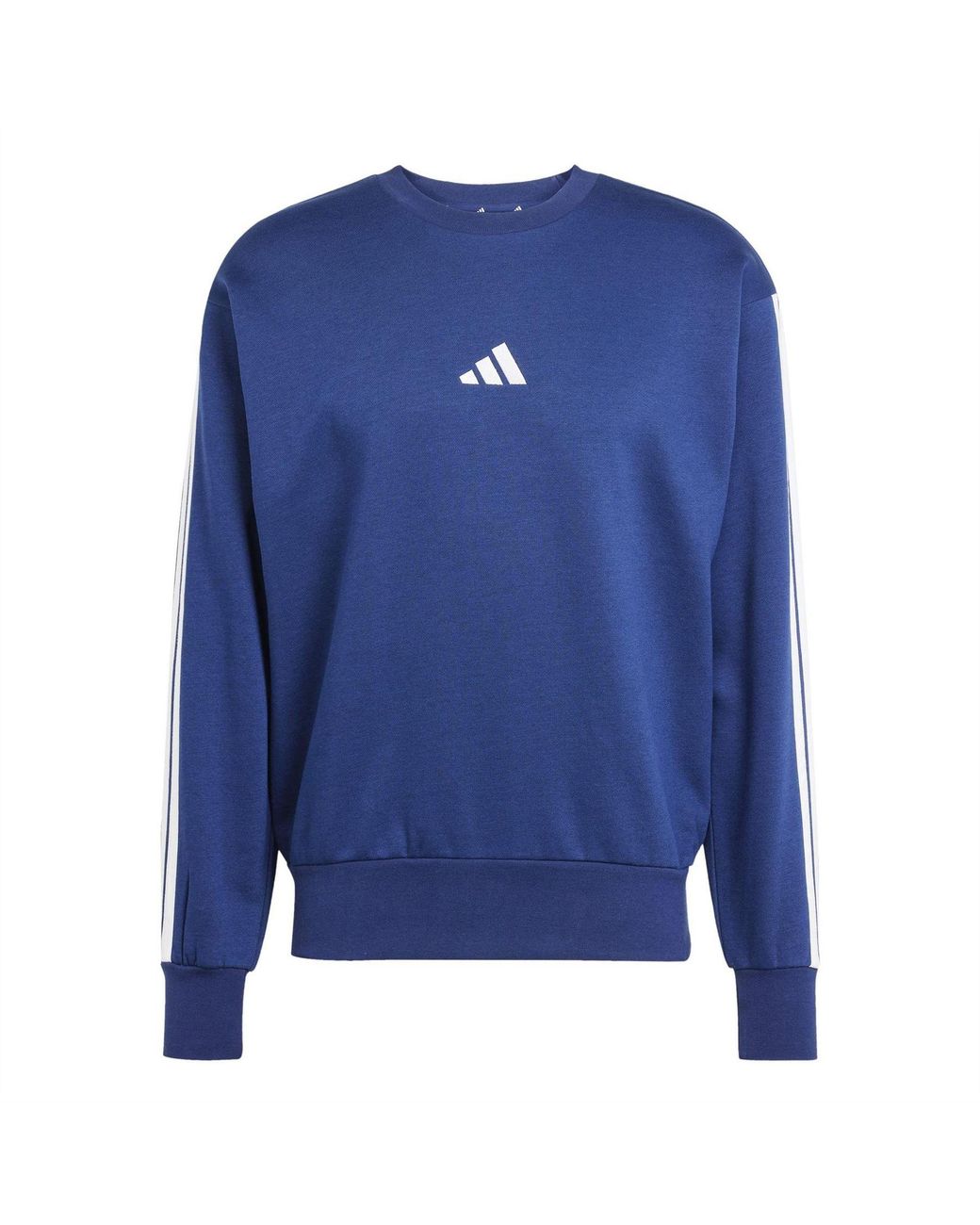 Adidas Blue Essentials 3 Stripes Fleece Sweatshirt for men