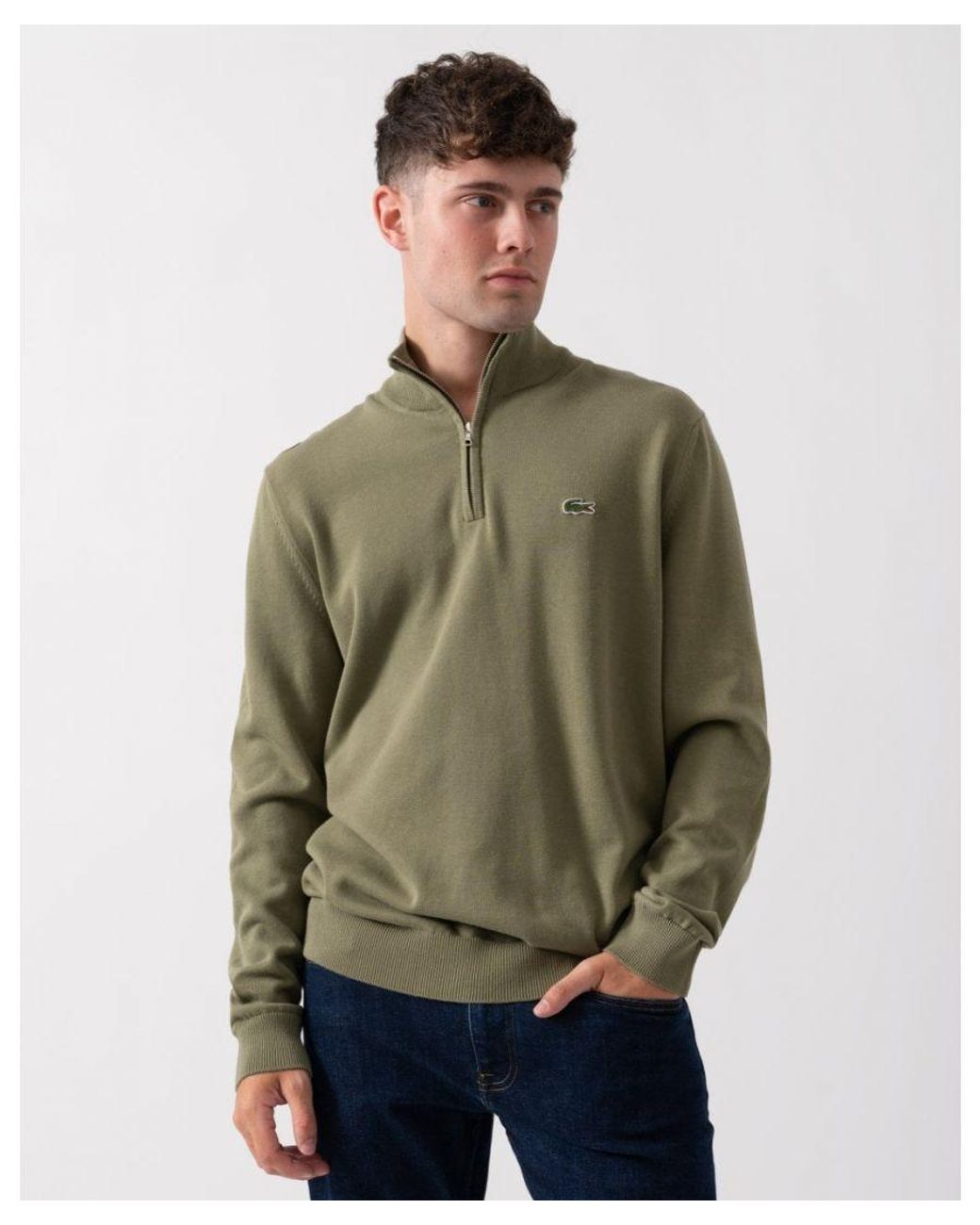 Lacoste half zip grey discount
