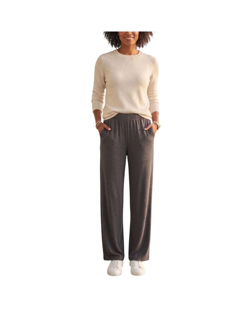 Kenneth Cole Black Leggings Pull On Wide Leg Trouser Rise Stretchable Bottom