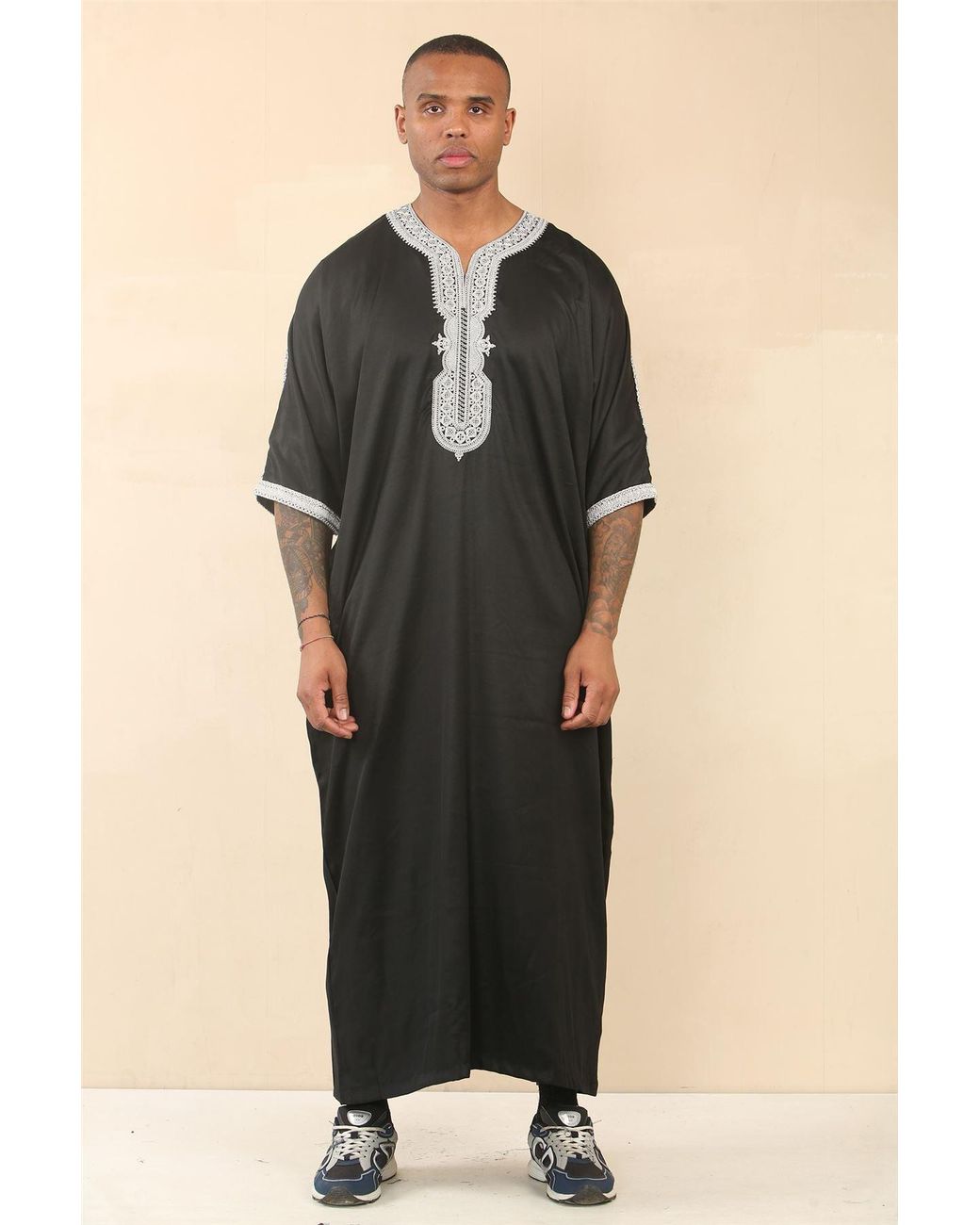 Thobez Black Moroccan Thobe Jubba Robe Eid Djellaba Gandoura for men