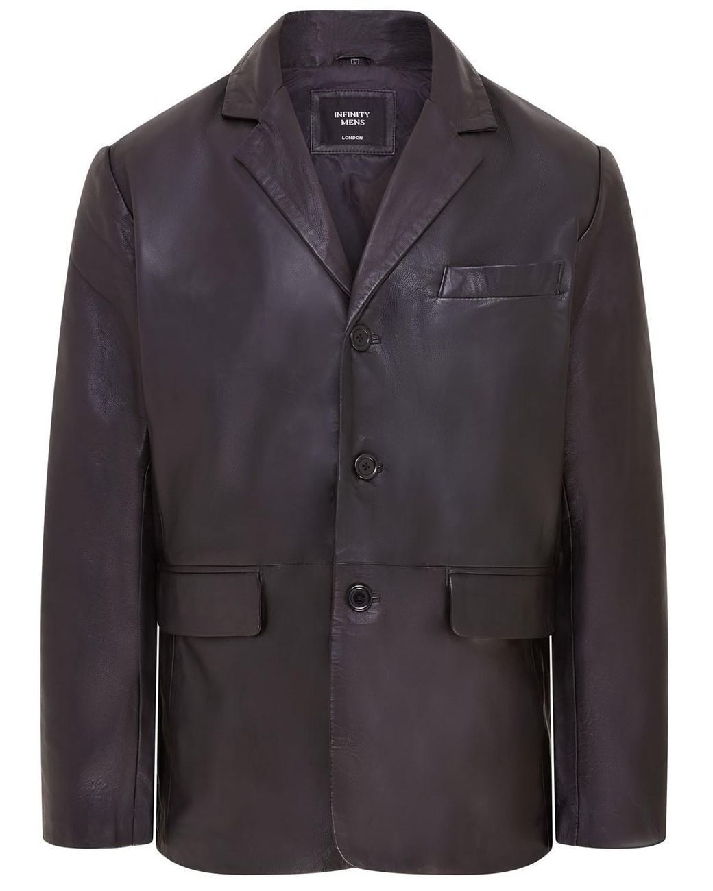 Infinity Leather Gray 3 Button Italian Blazer Jacket for men
