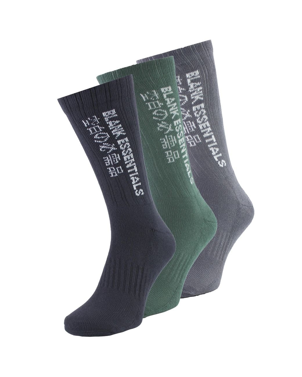 Blank Essentials Gray 3 Pairs Cotton Sport Crew Socks for men