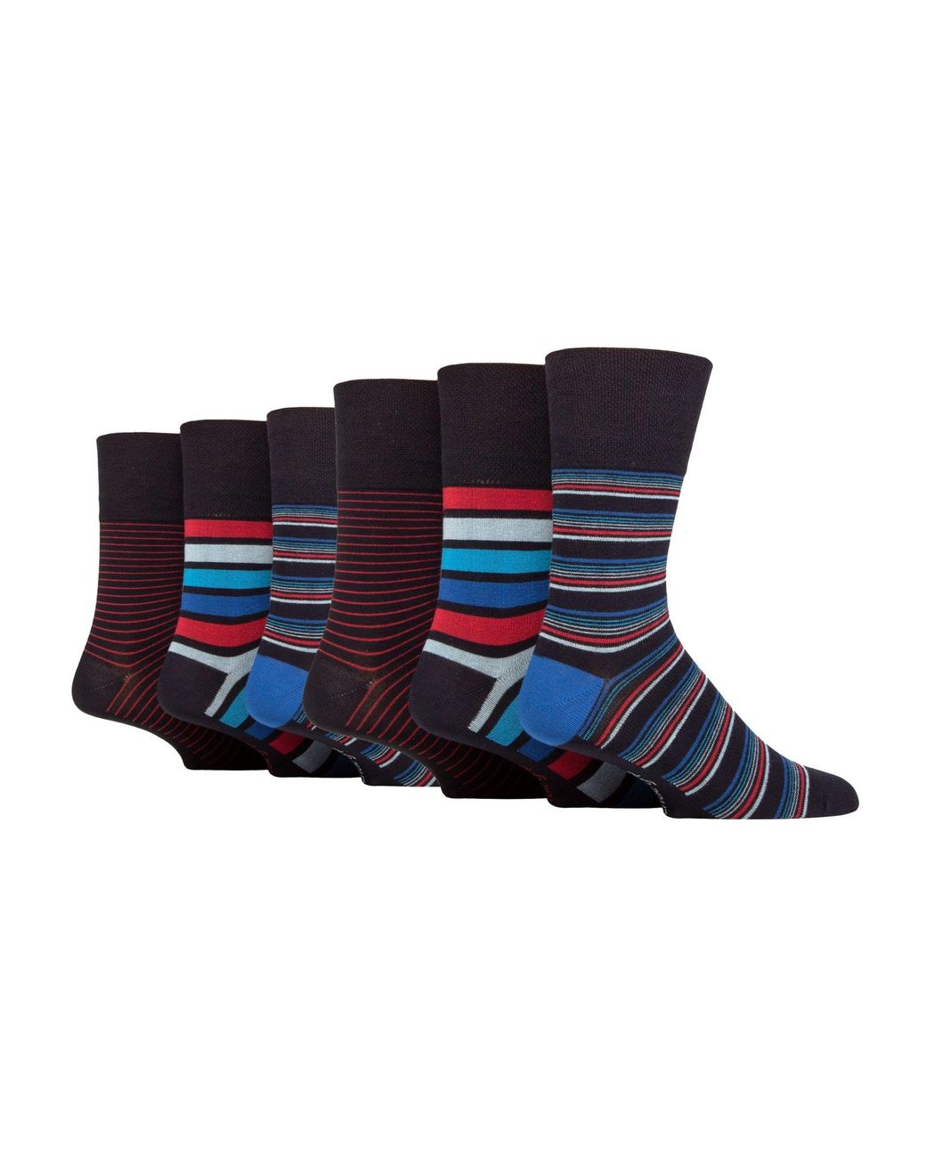 Gentle Grip Blue 6 Pack Non Elastic Loose Top Bamboo Socks for men