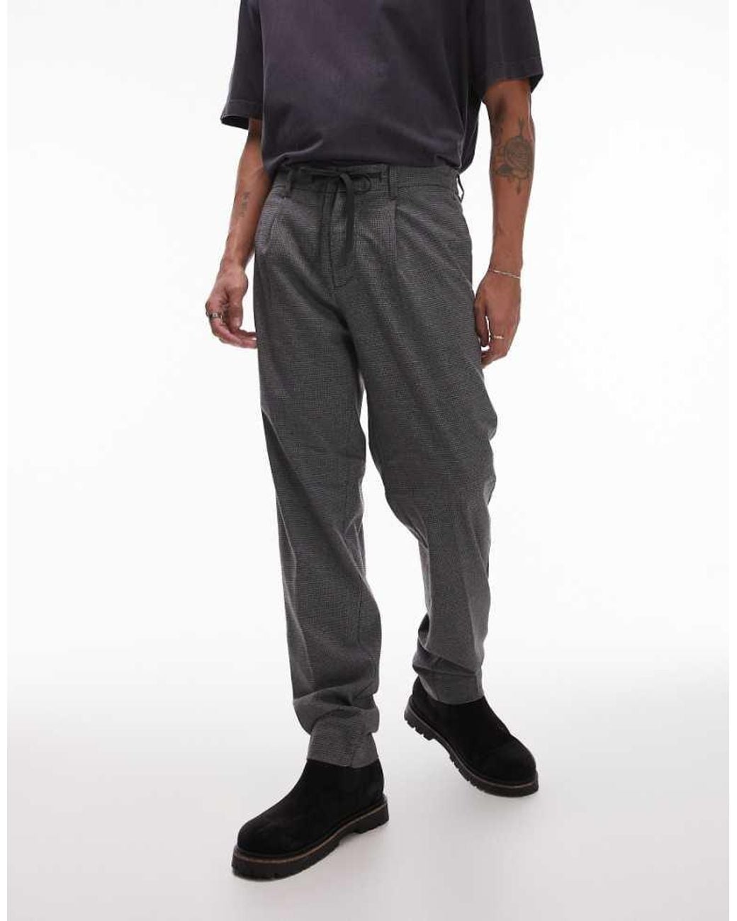 SELECTED Black Regular Tapered Trousers for men