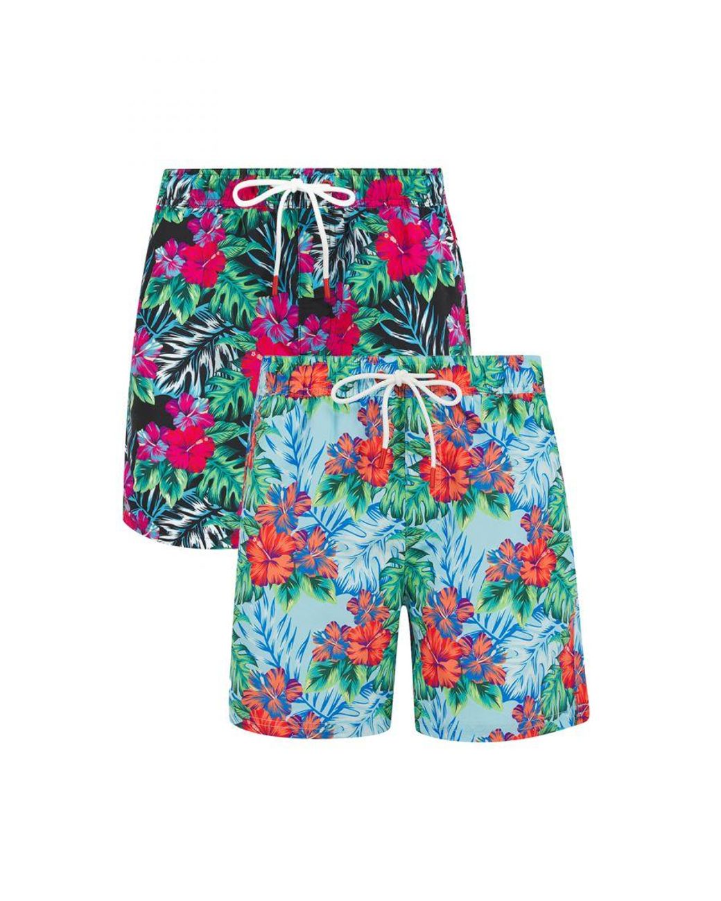 Tokyo Laundry White Multi 2-Pack Printed Swim Shorts for men