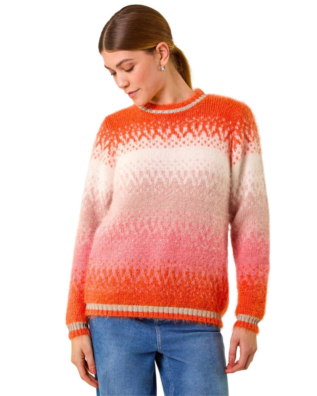 Roman Red Ombre Tinsel Knit Jumper