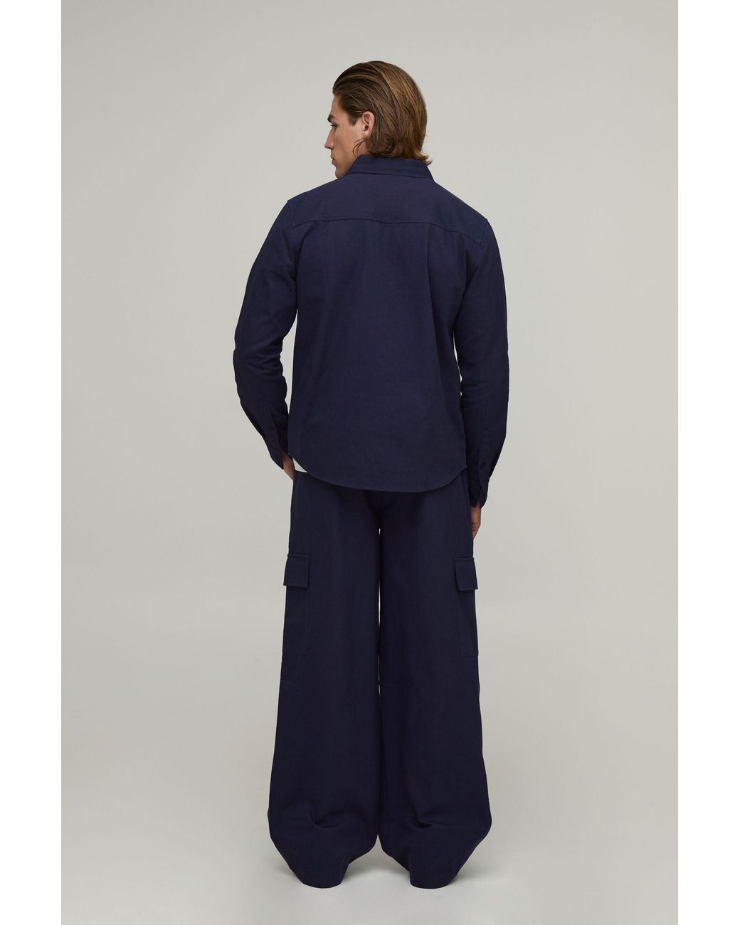 BoohooMAN Blue Regular Shirt & Straight Fit Cargo Trouser Set for men