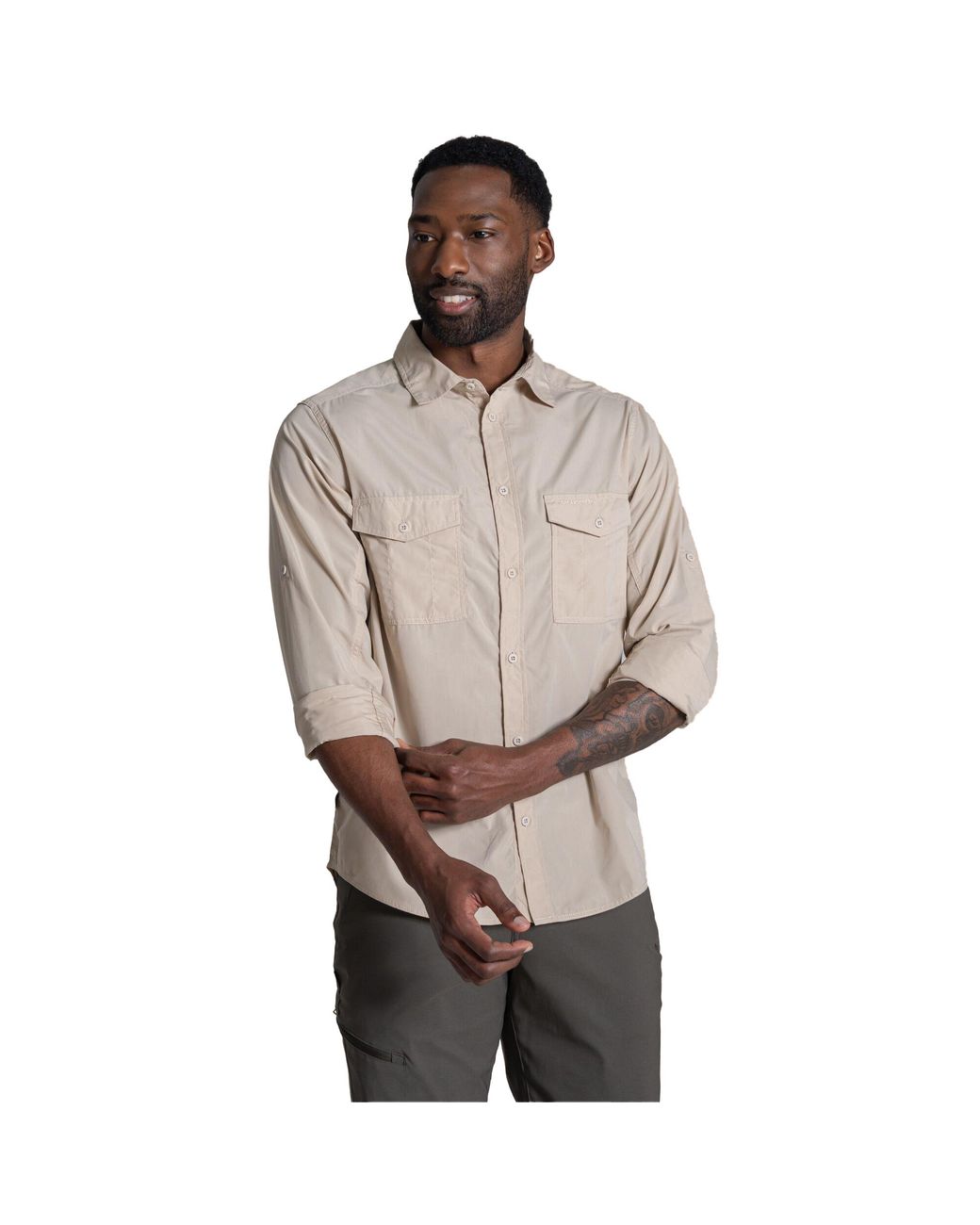 Craghoppers Gray Kiwi Ii Long-Sleeved Shirt (Oatmeal) for men
