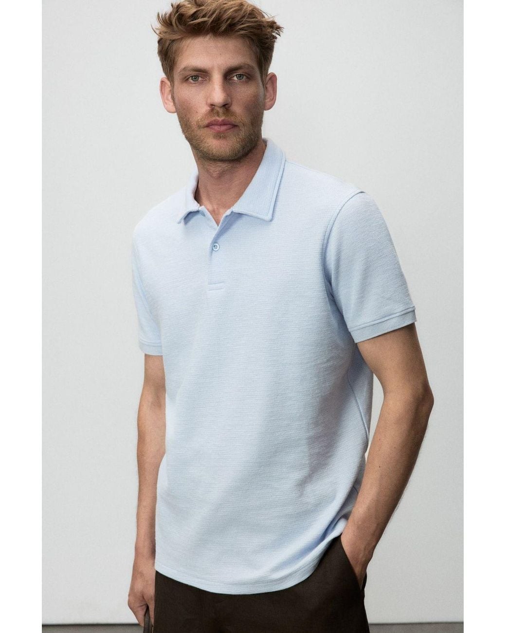 Grimelange Blue Regular Fit Crew Neck T-Shirt for men