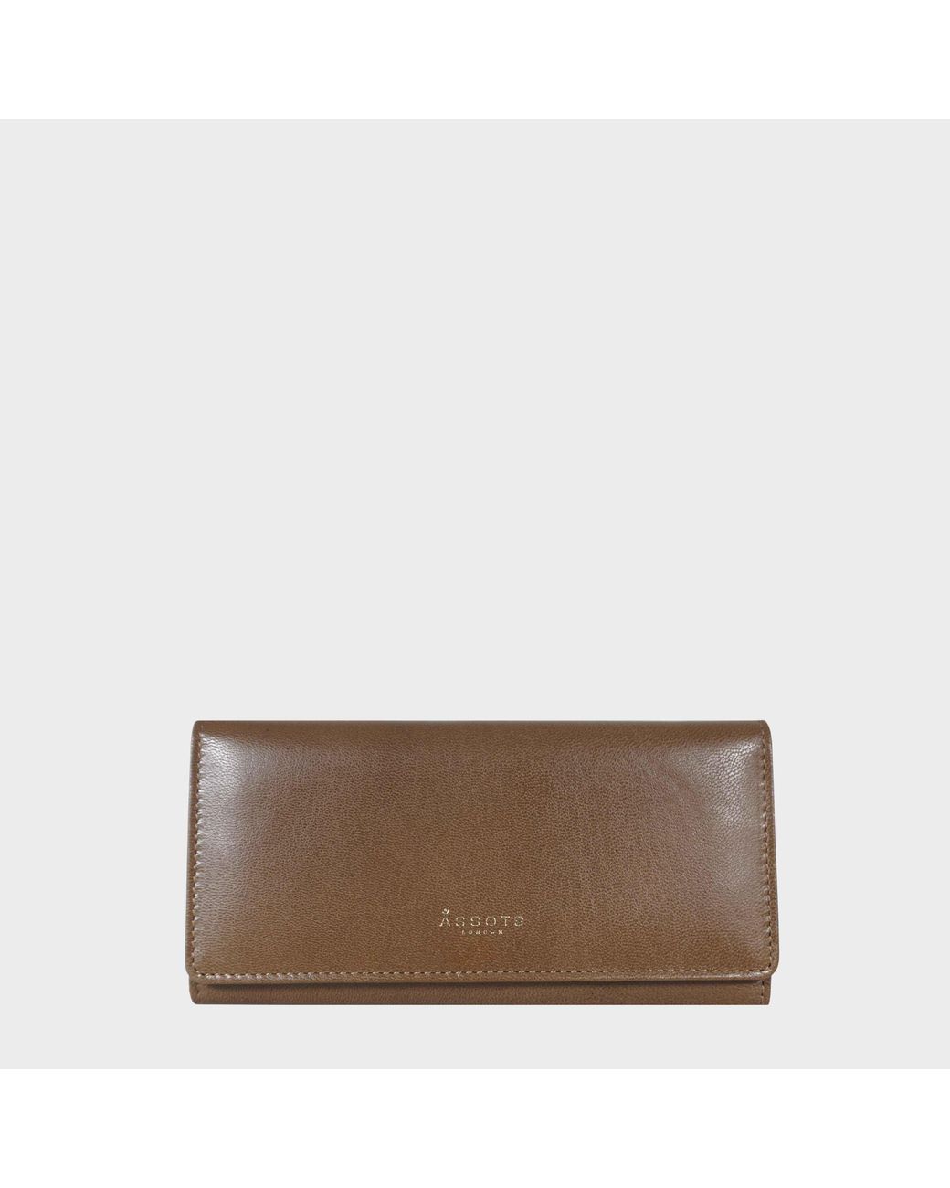 Assots London Brown 'Claire' Real Polished Vt Vintage Leather Flap Over Purse