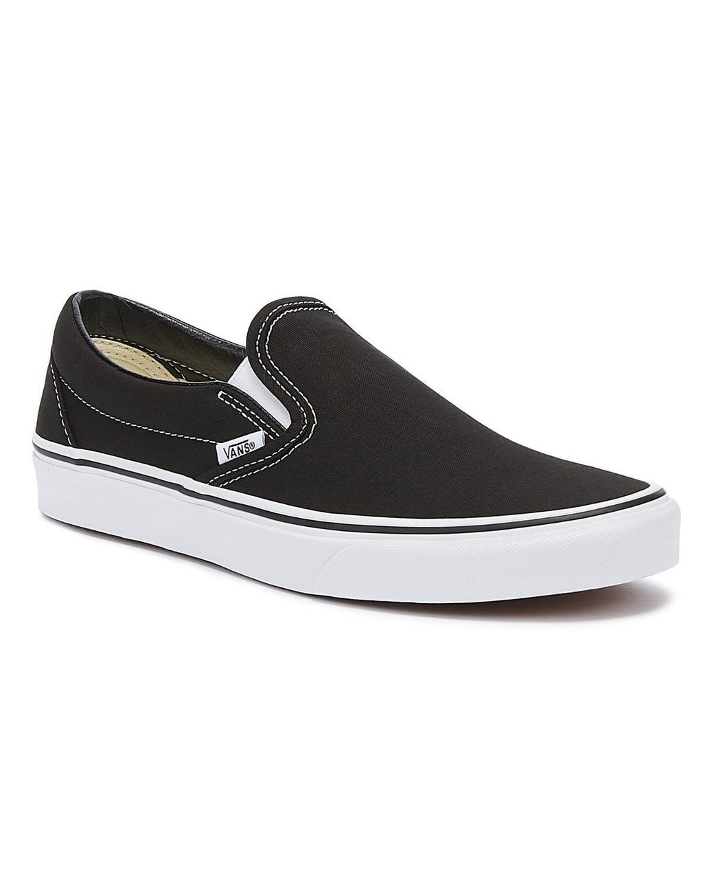 Vans Black Classic Slip On Canvas Trainers Rubber