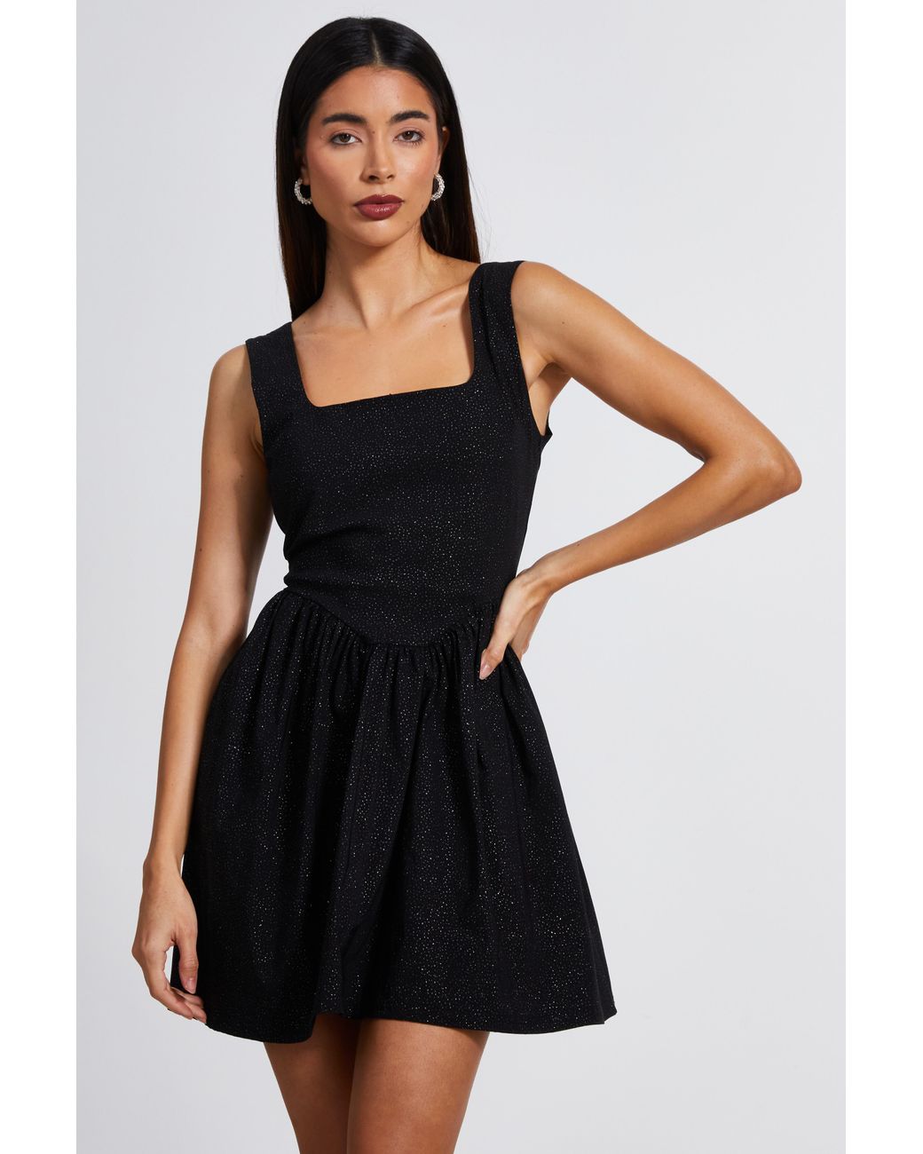 black glitter skater dress Women's Skater Dress, Black skater dress, Glitter pattern dress main image 0