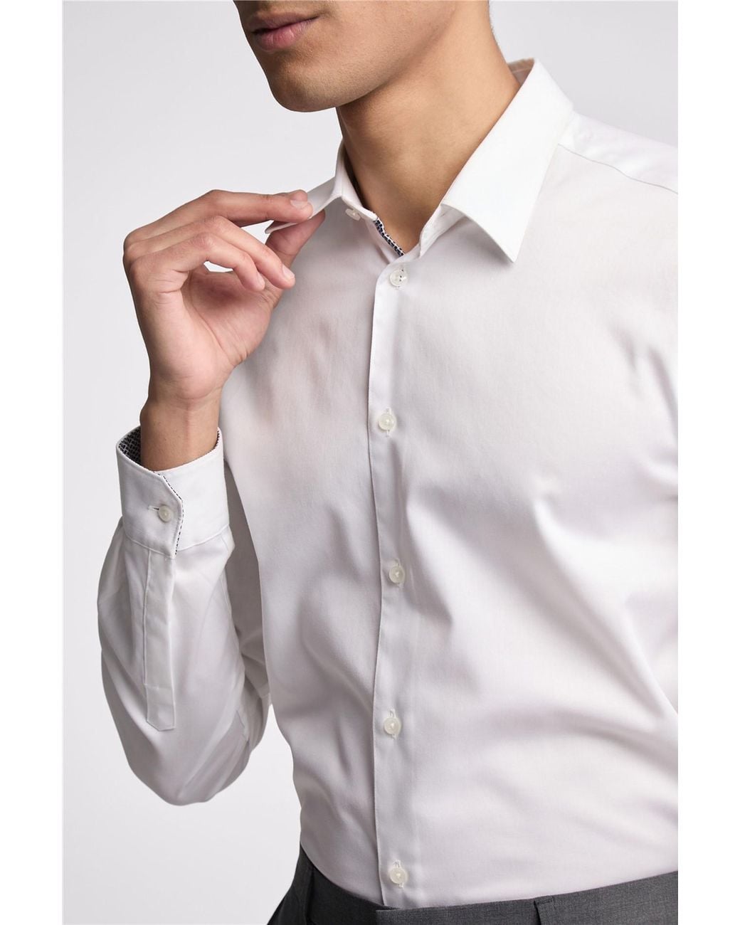 Ted Baker Gray Long Sleeve Slim Fit Formal Shirt for men