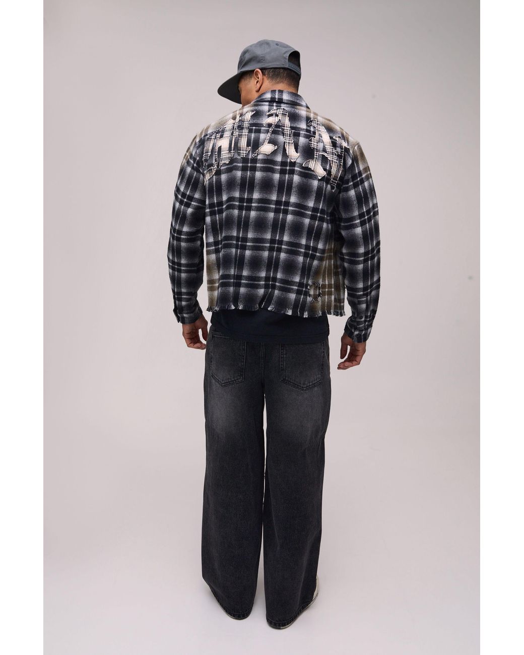 BoohooMAN Black Baggy Rigid Bleach Washed Denim Jeans for men