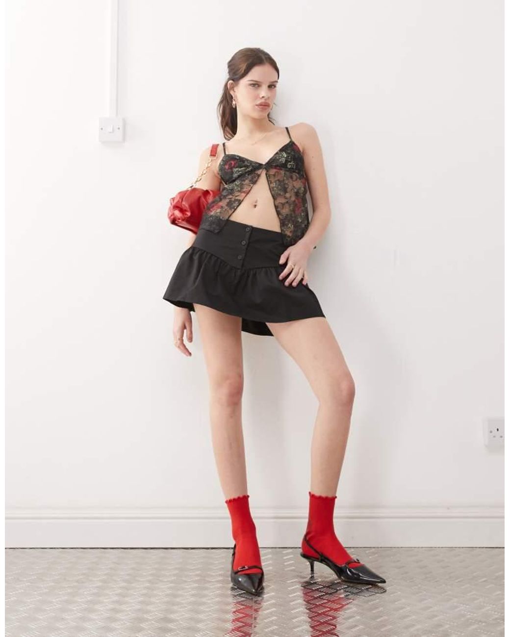 Motel Black Nukara Lace Top