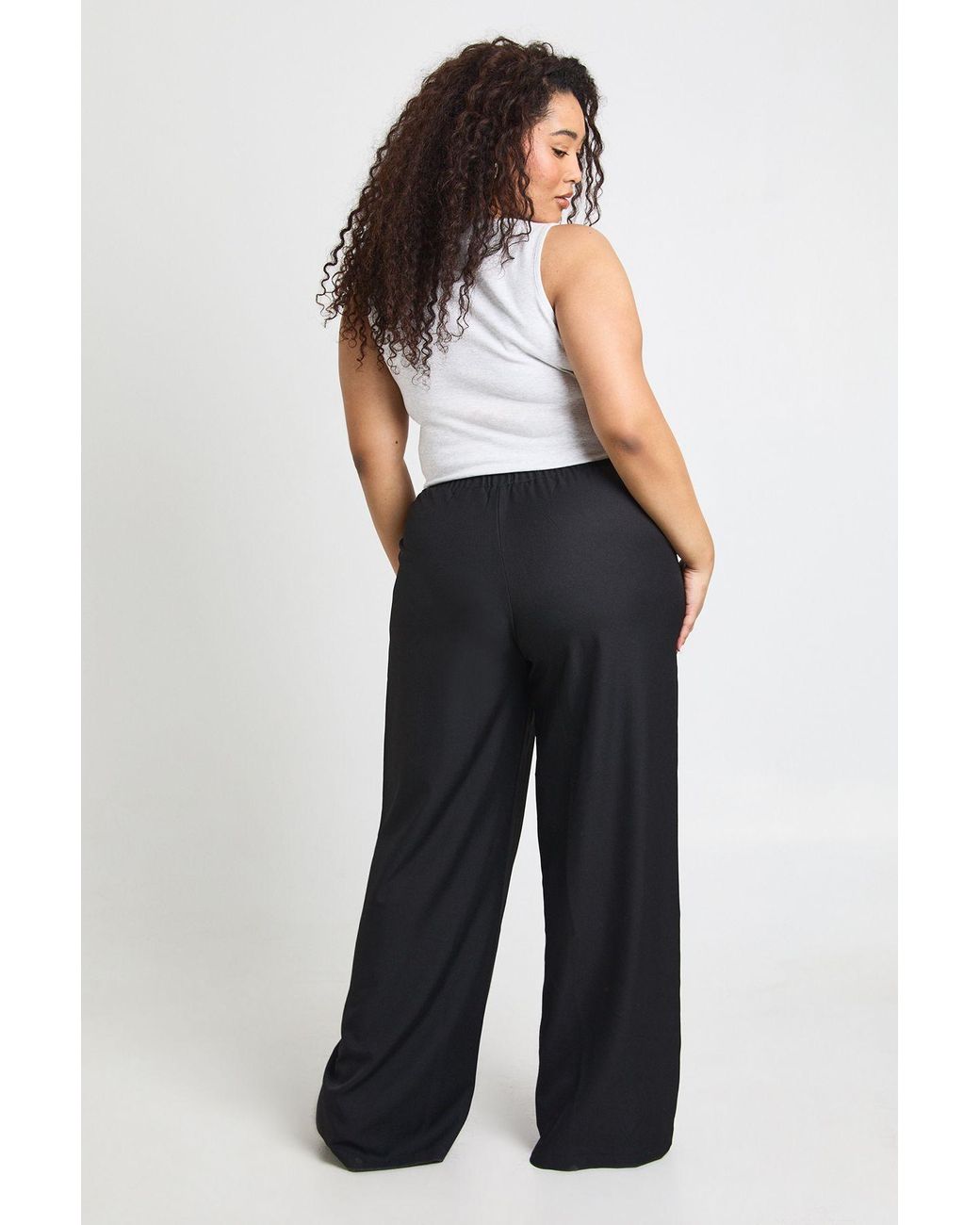 Boohoo Black Plus Elasticated Waist Wide Leg Trouser
