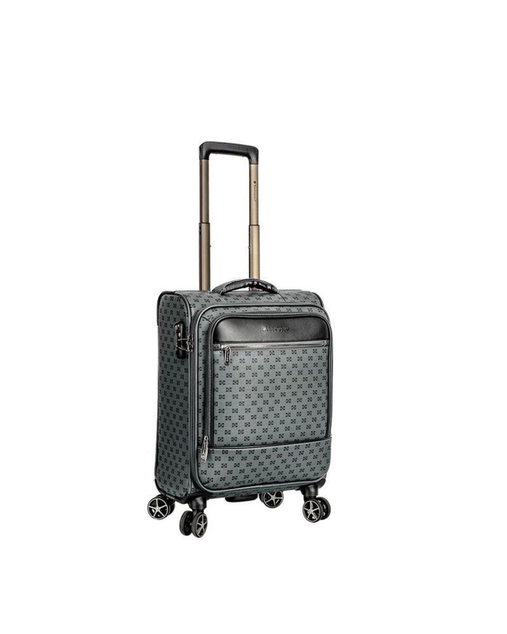 Infinity Leather Black Lightweight Luggage Travel Cabin Suitcase