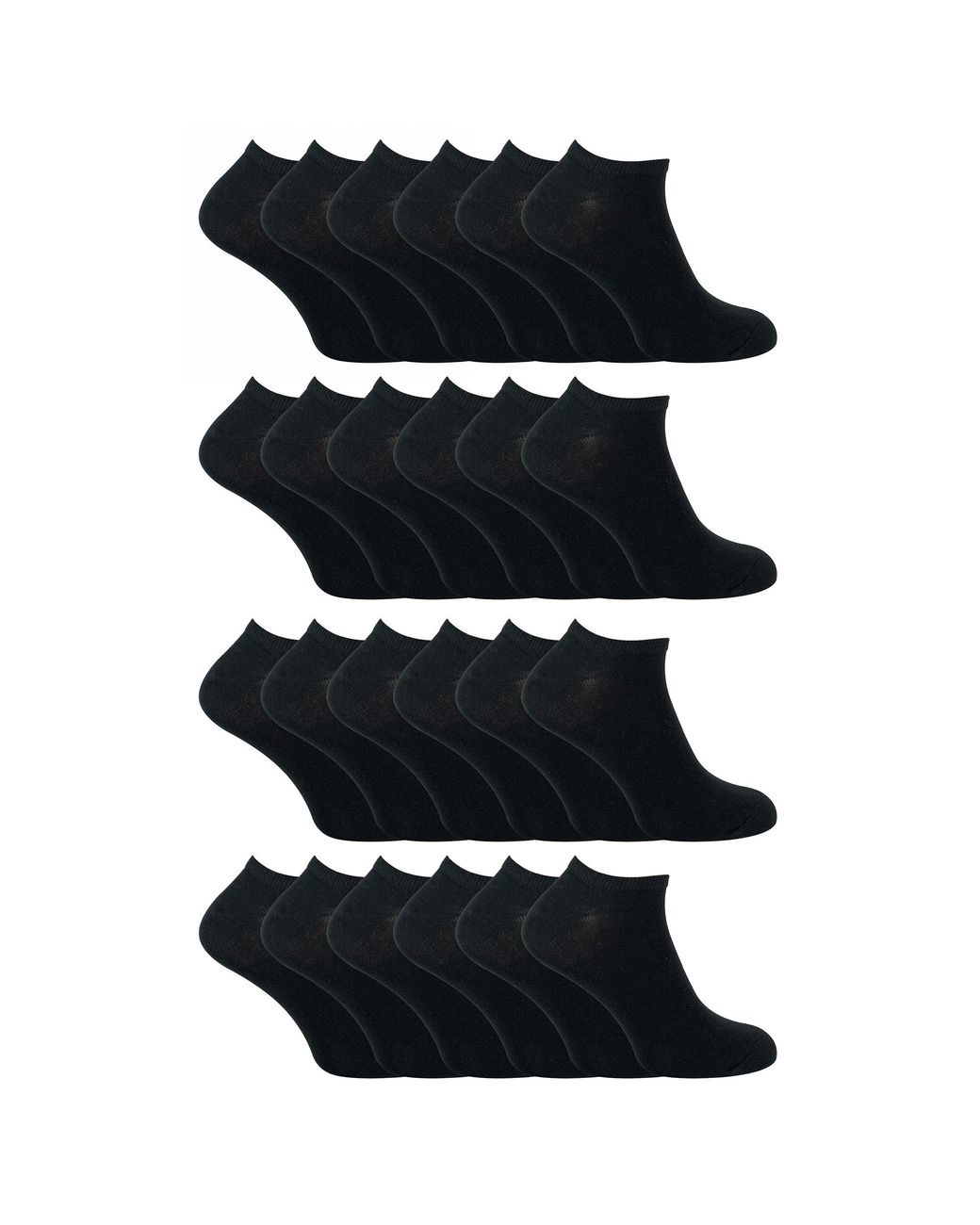 Sock Snob Black 24 Pack Multipack Cotton Trainer Socks For for men